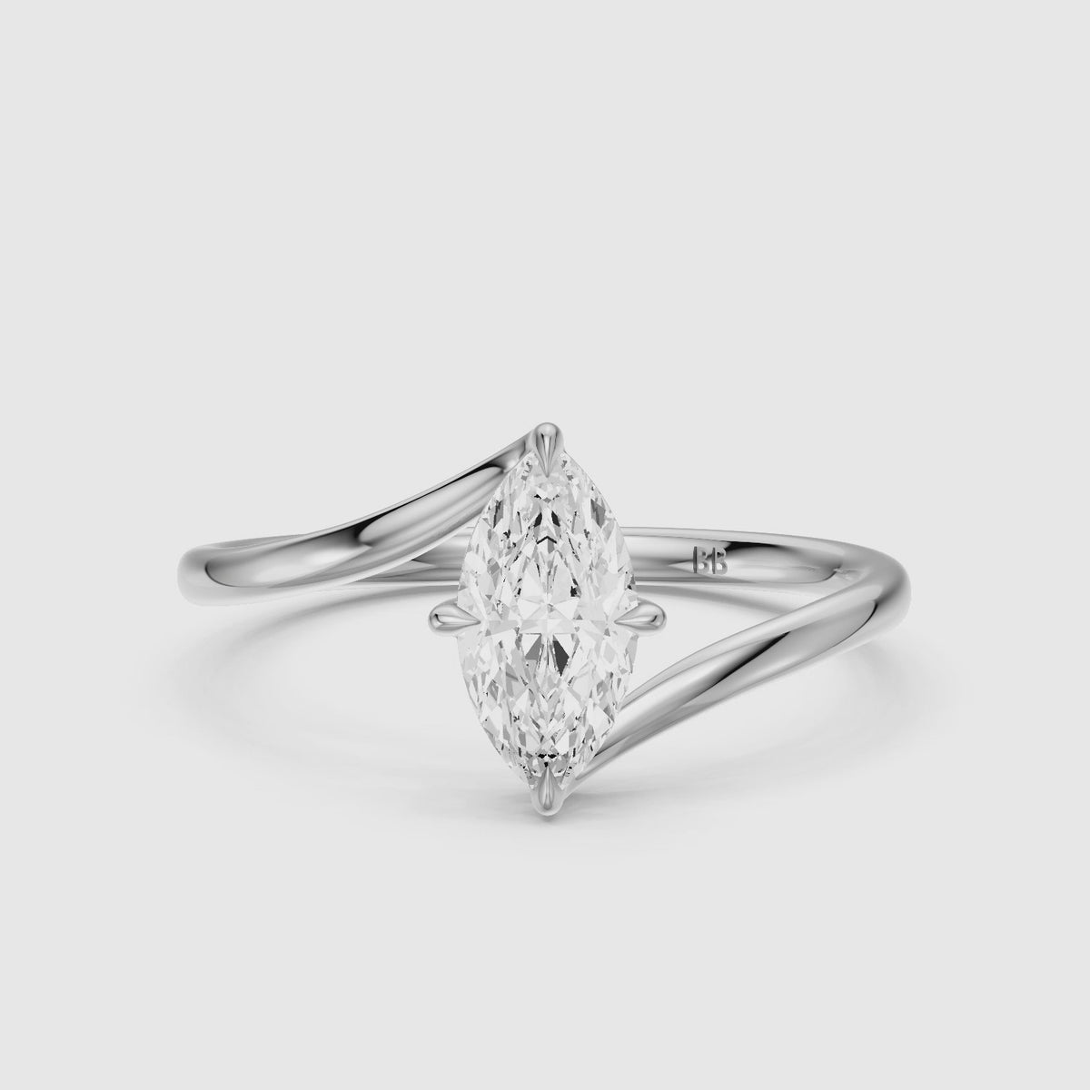 Load video: Ione Marquise Solitaire Bypass Lab Grown Diamond Engagement Ring