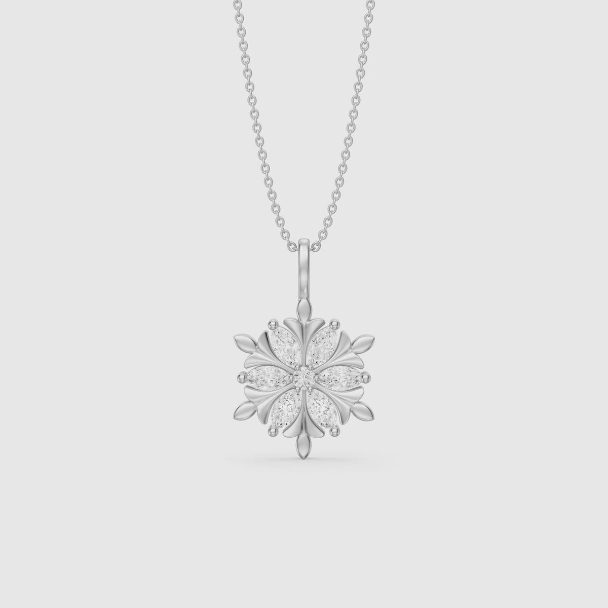 Load video: Emory Marquise Lab Grown Diamond Flower Pendant