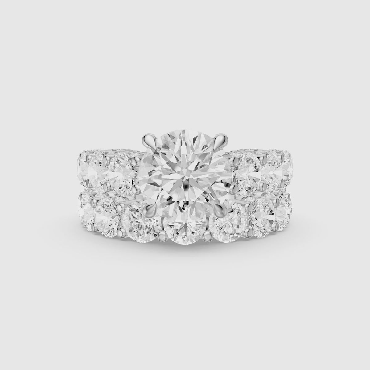 Load video: Rylie Round Lab Grown Diamond Cluster Eternity Bridal Set