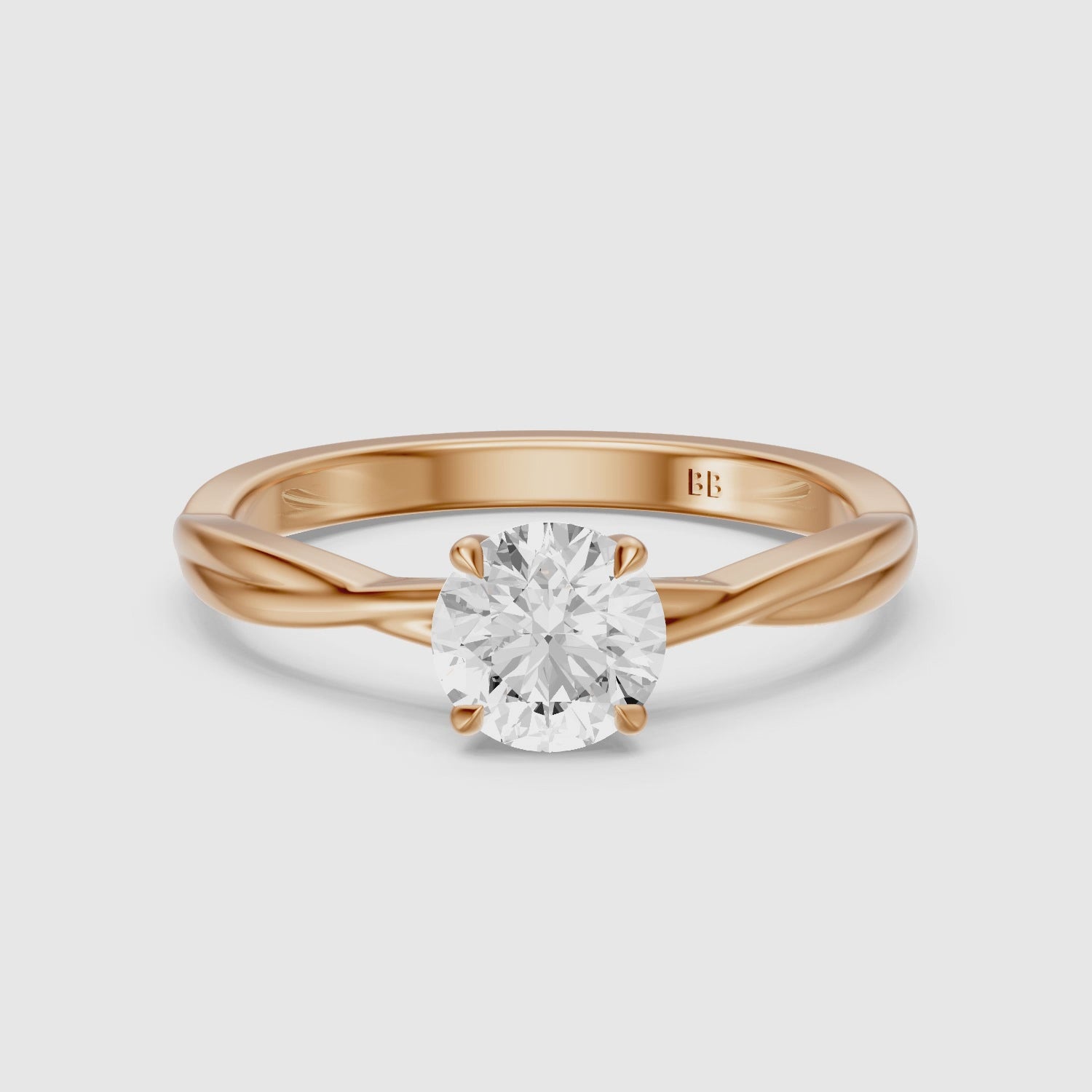 Load video: Selina Round Cut Solitaire Twisted Band Lab Grown Diamond Ring