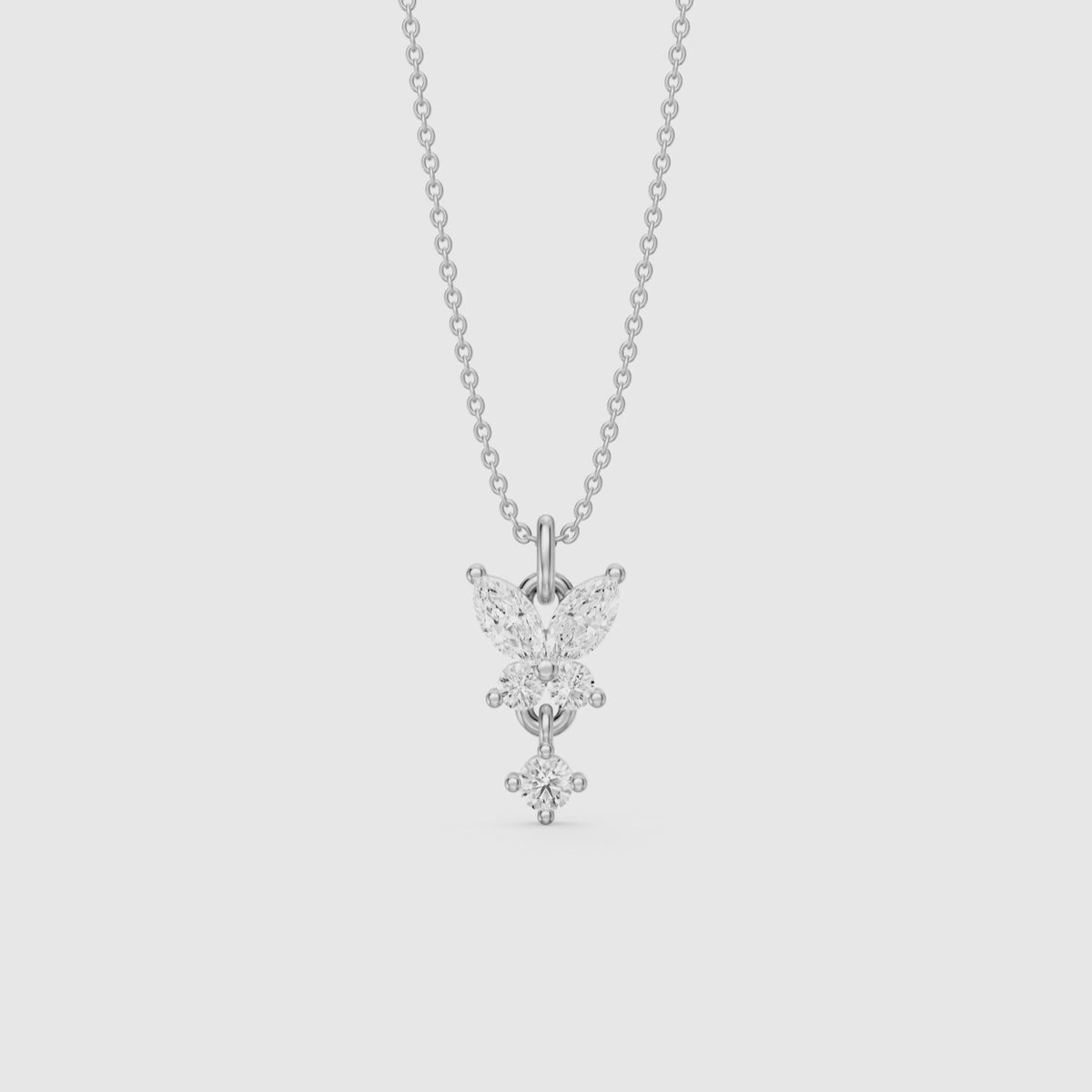 Load video: Miley Butterfly Inspired Marquise and Round Lab Grown Diamond Pendant