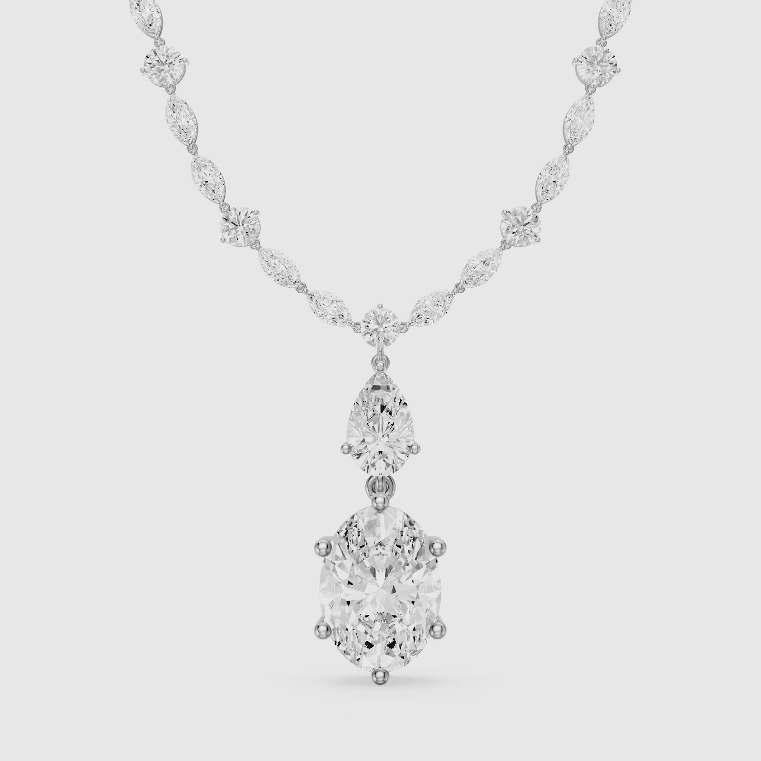 Load video: Serenity Mixed Cut Lab Grown Diamond Drop Tennis Necklace