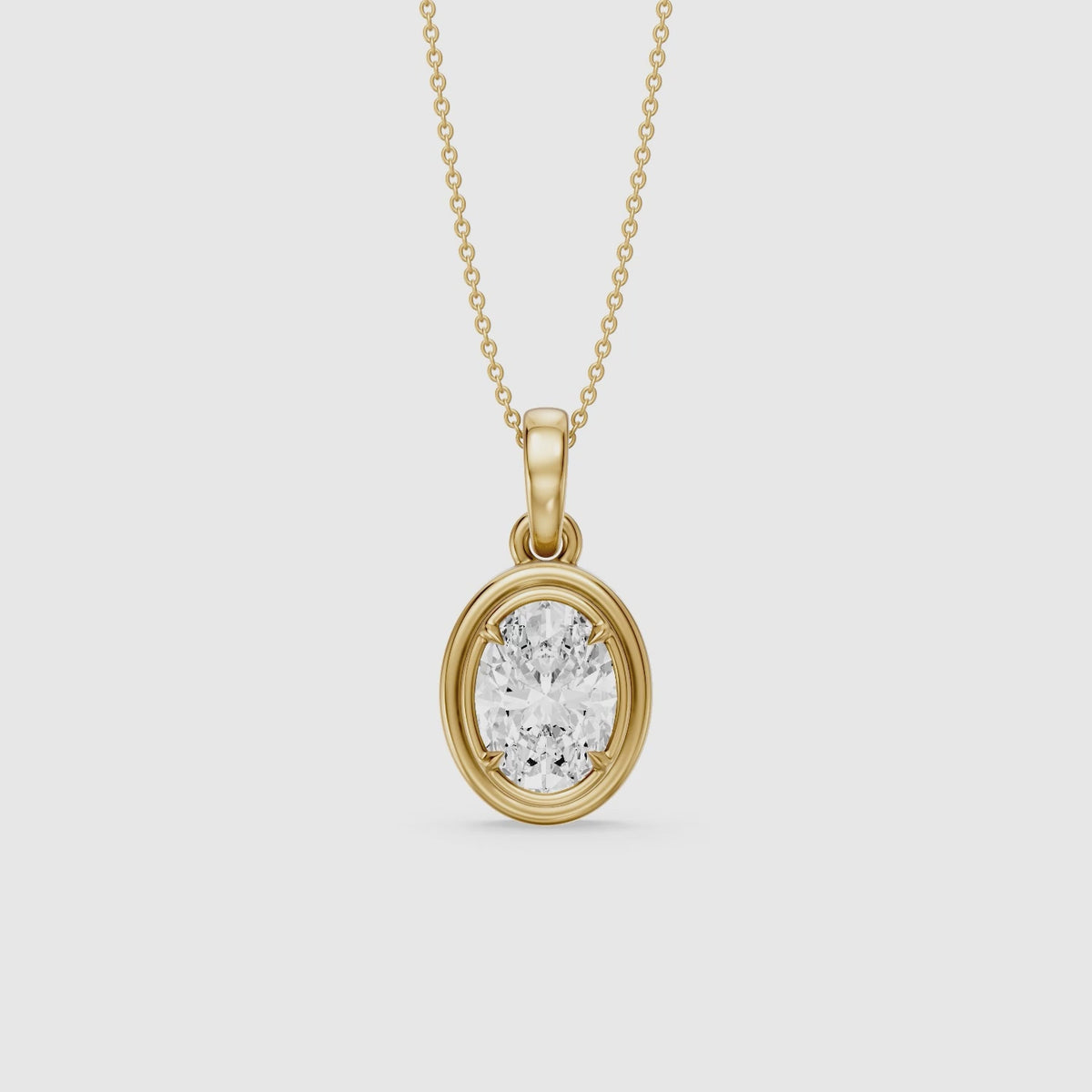 Load video: Teagan Oval Lab Grown Diamond Bezel With Prong Setting Pendant