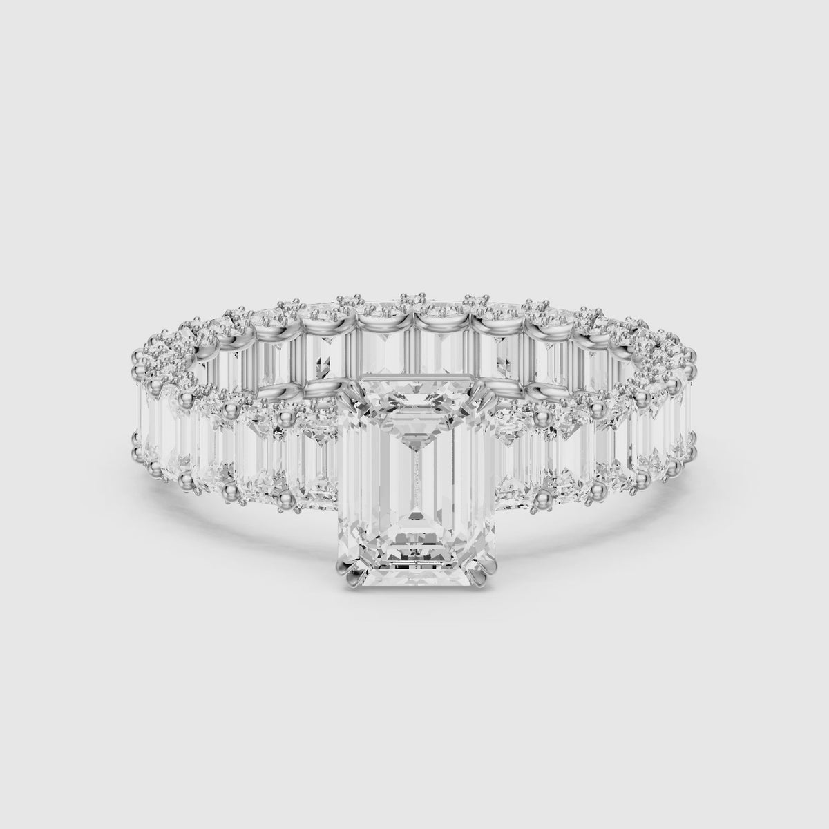 Load video: Zori Emerald Lab Grown Diamond Eternity Engagement Ring