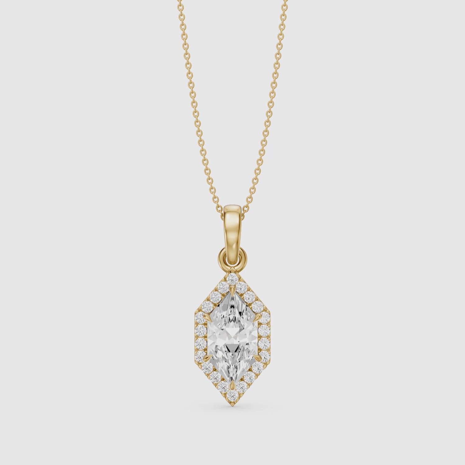 Load video: Eden Dutch Marquise Lab Grown Diamond Halo Pendant