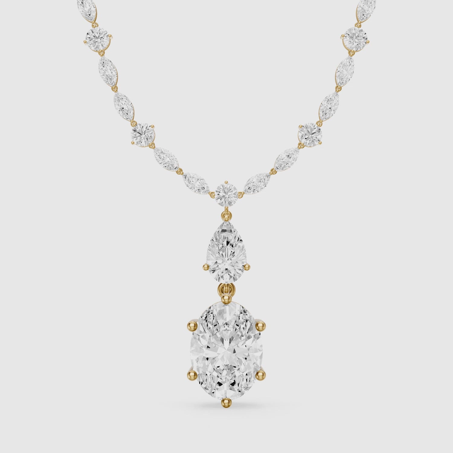 Load video: Serenity Mixed Cut Lab Grown Diamond Drop Tennis Necklace