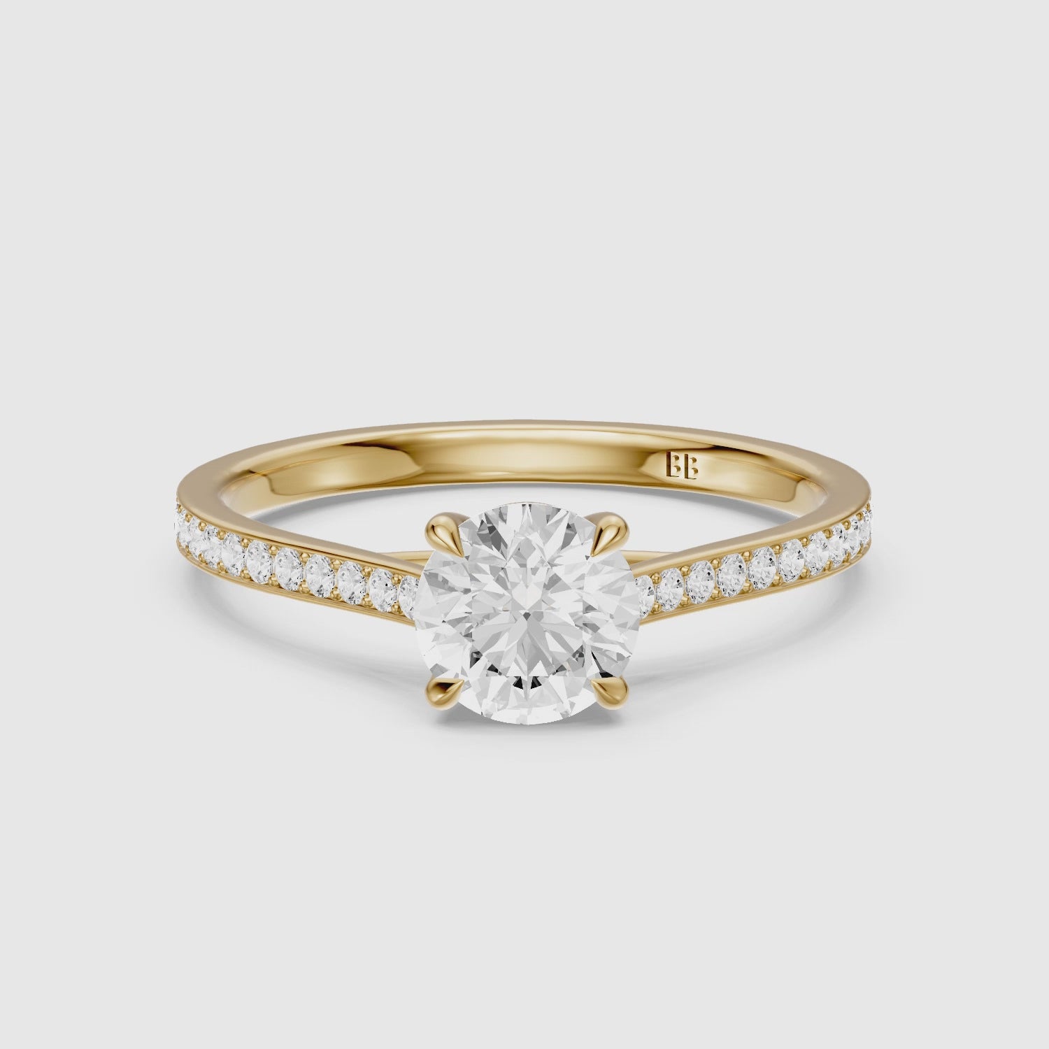 Load video: Jaylene Round Cut Side Stone Channel Set Lab Grown Diamond Ring