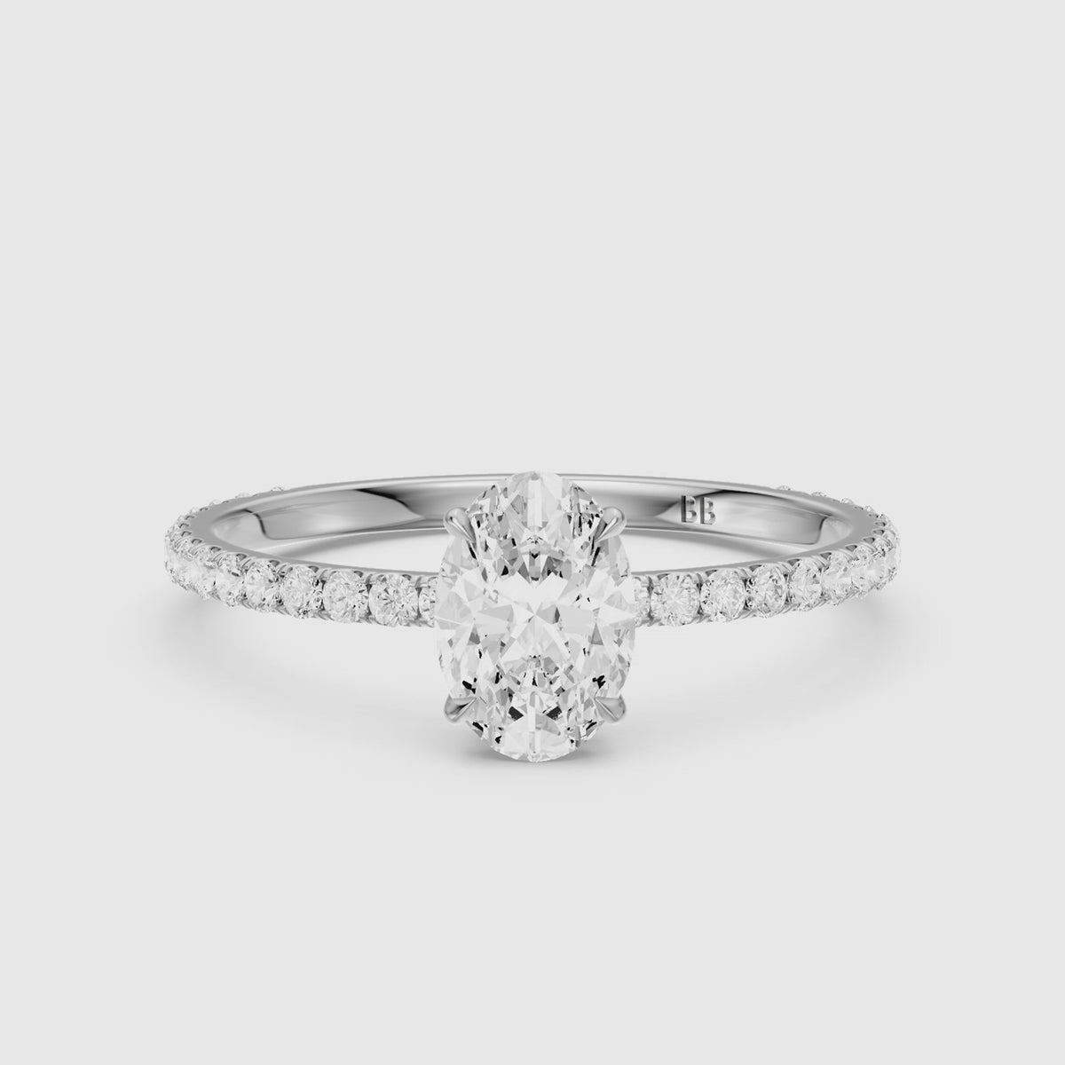 Load video: Aryna Green Hidden Halo Oval Lab Grown Diamond Engagement Ring