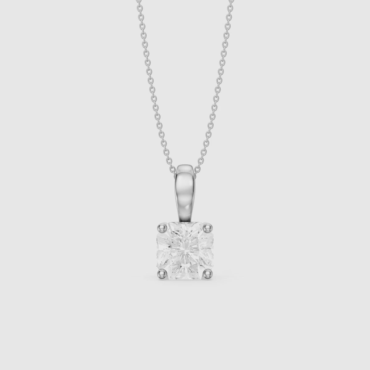 Load video: Christa Square Radiant Cut Lab Grown Diamond Solitaire Pendant