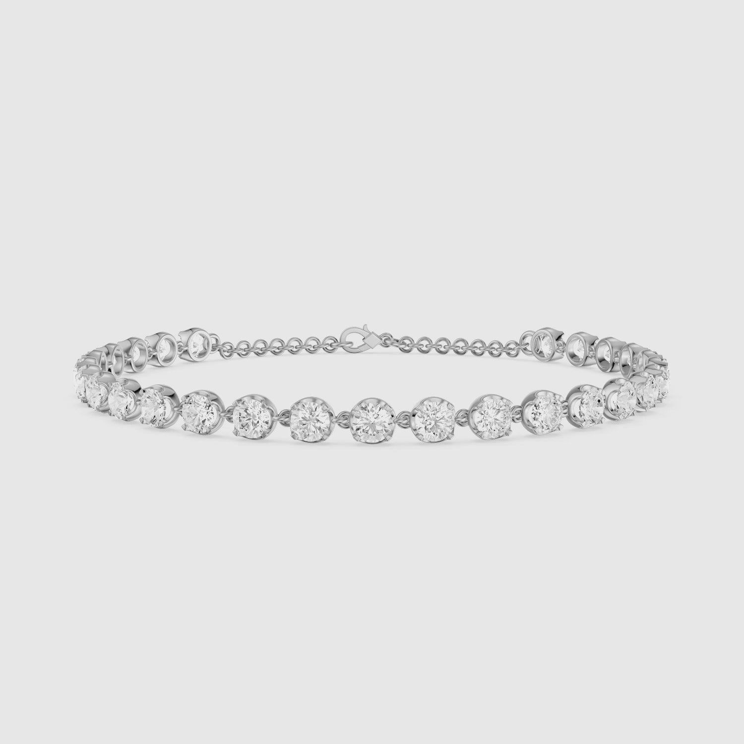 Load video: Malencia Round Shape Lab Grown Diamond Tennis Bracelet