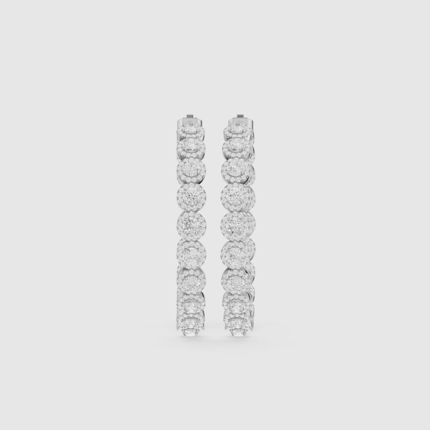 Load video: Belen Round Lab Grown Diamond Halo Hoop Earrings