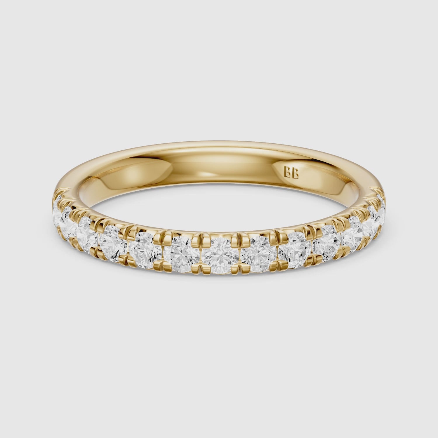Load video: Hailey Half Eternity Round Lab Grown Diamond Stackable Wedding Band