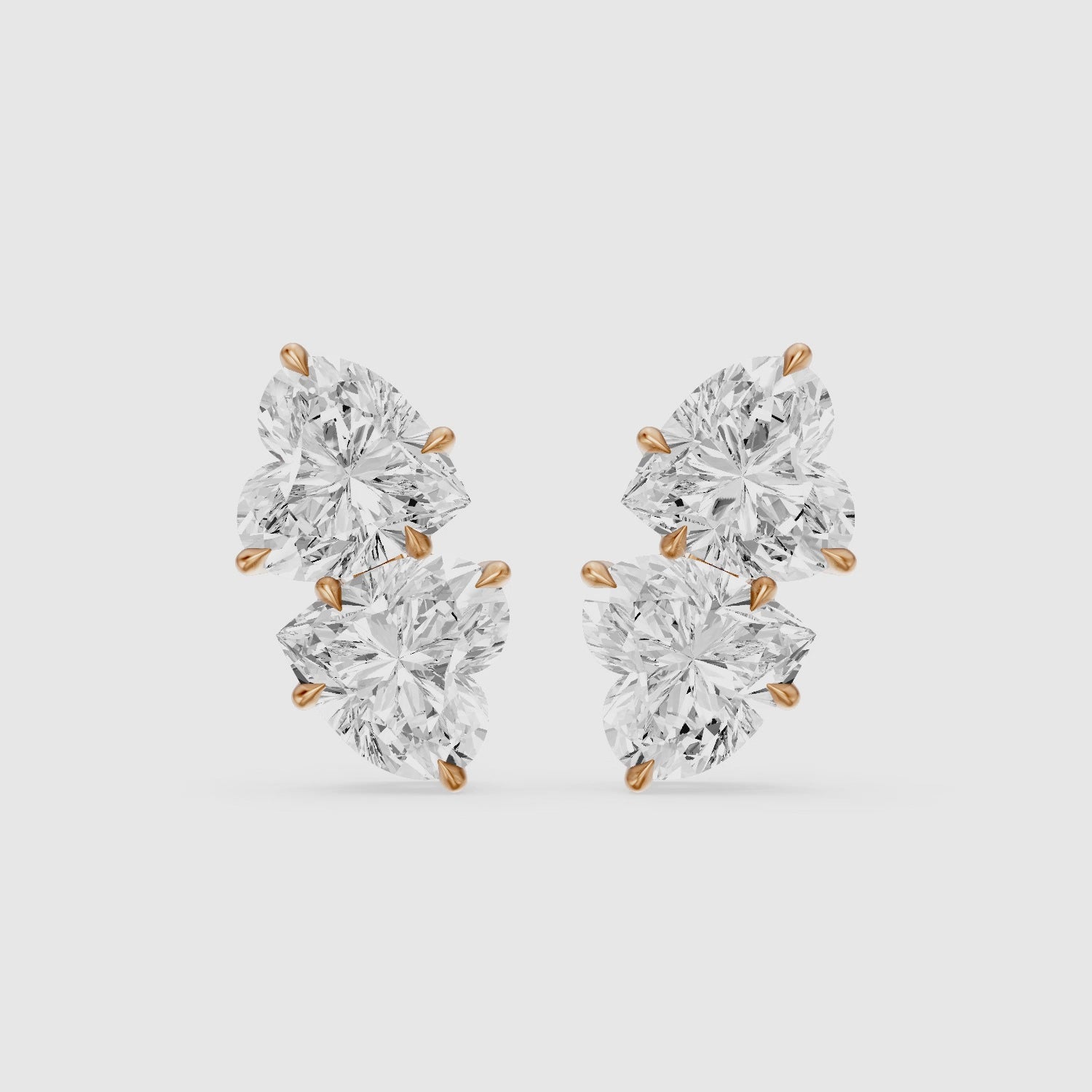 Load video: Iseult Heart Cut Lab Grown Diamond Duo Stud Earrings