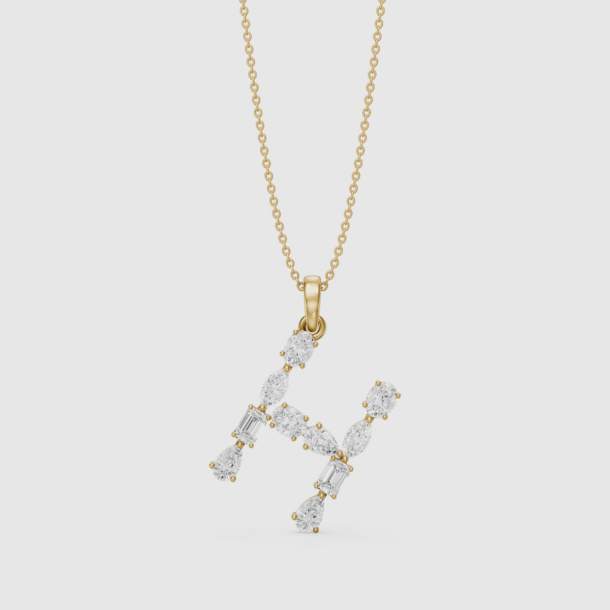 Load video: Hestia Multi Shape Lab Grown Diamond Initial H Pendant