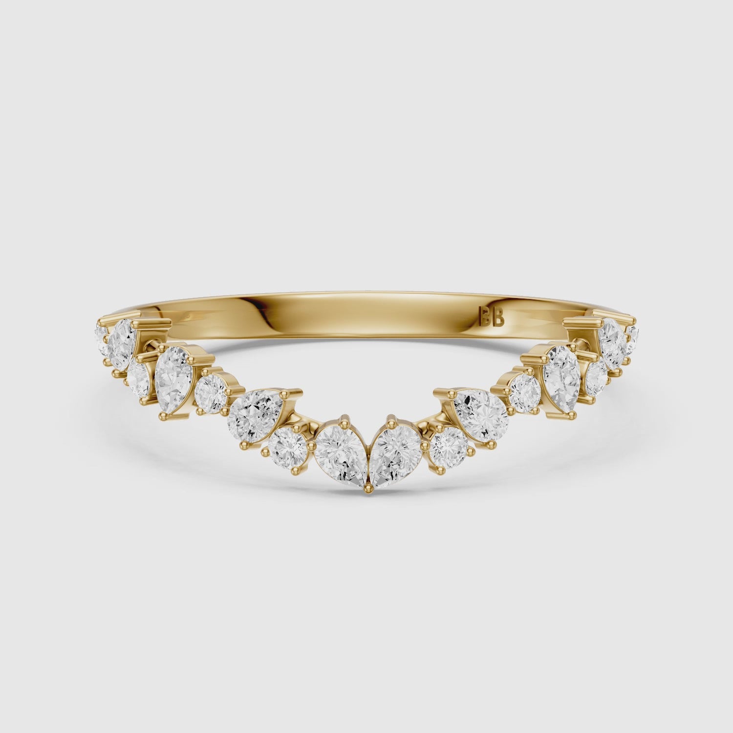 Load video: Zoey Mixed Shape Lab Grown Diamond Curved Band