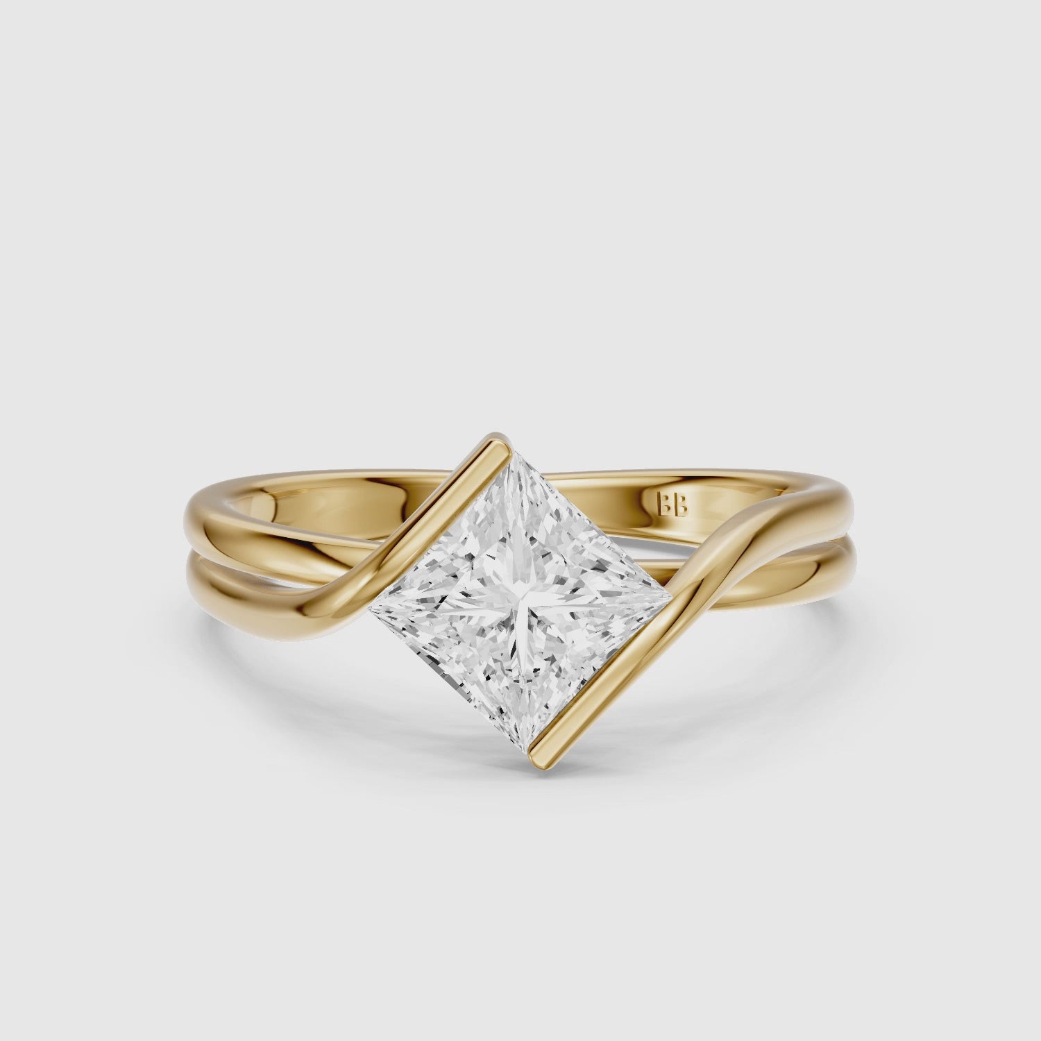 Load video: Leia Princess Cut Lab Grown Diamond East West Twist Ring