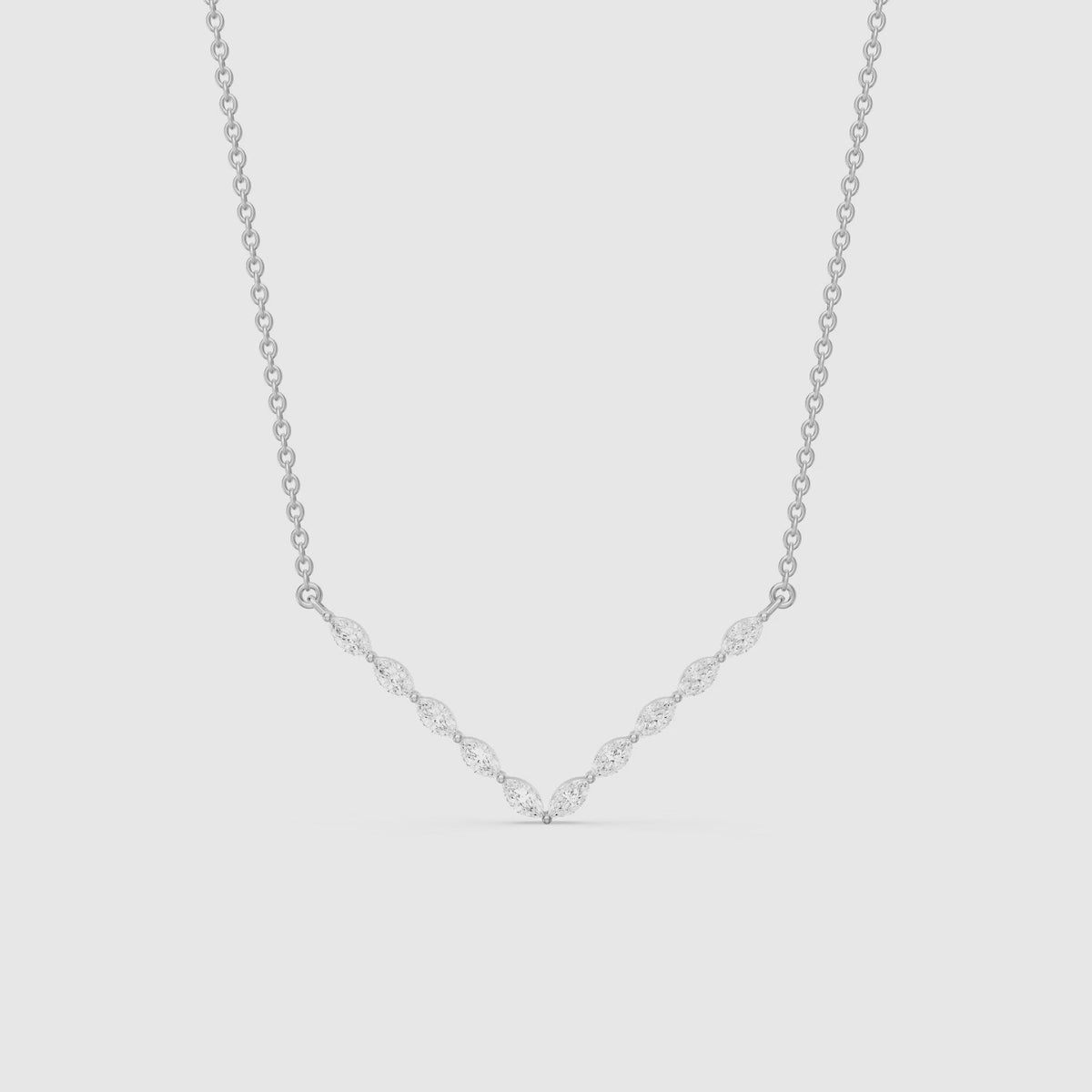 Load video: Kali Marquise Lab Grown Diamond Chevron Necklace