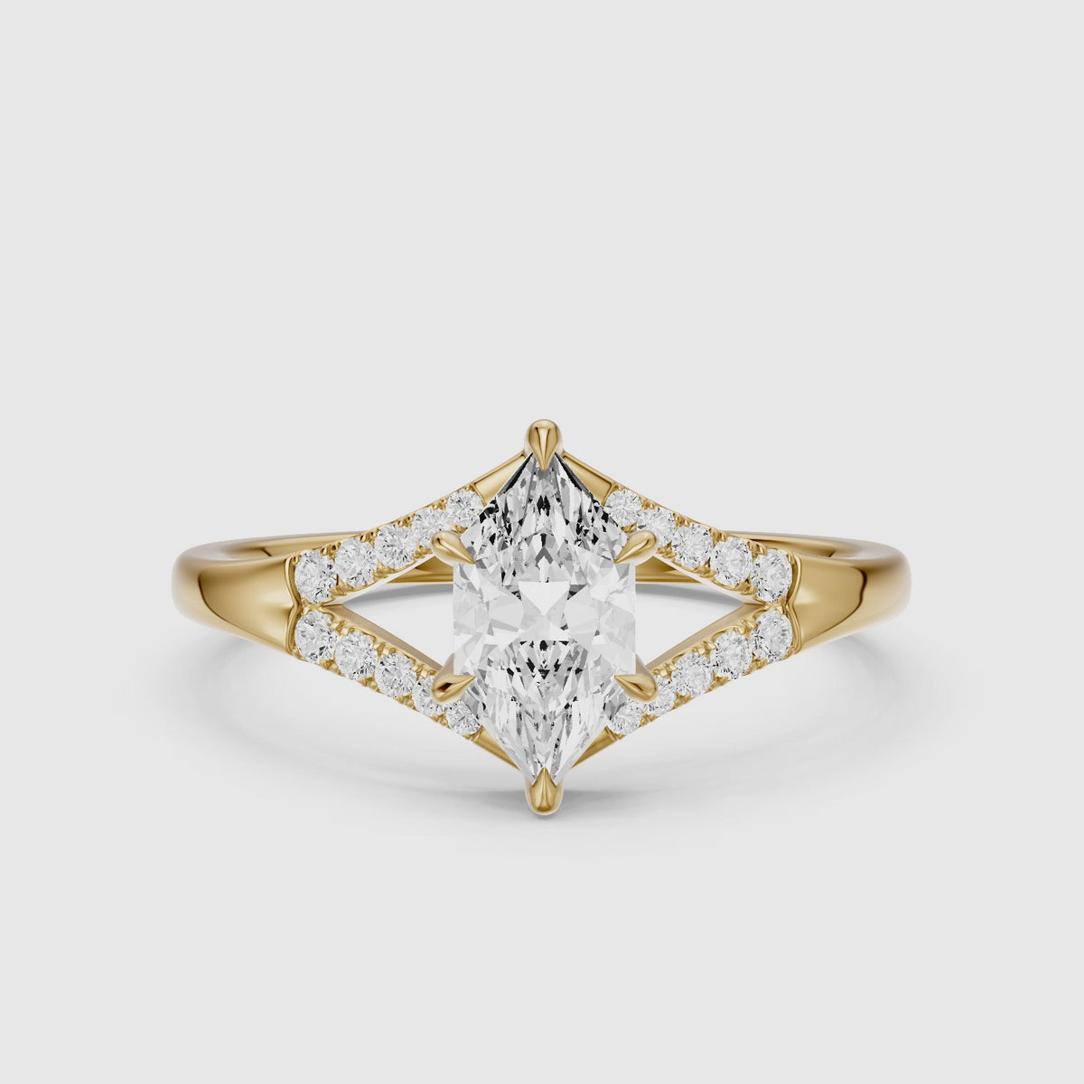 Load video: Natercia Dutch Marquise Lab Grown Diamond Pave Split Shank Engagement Ring