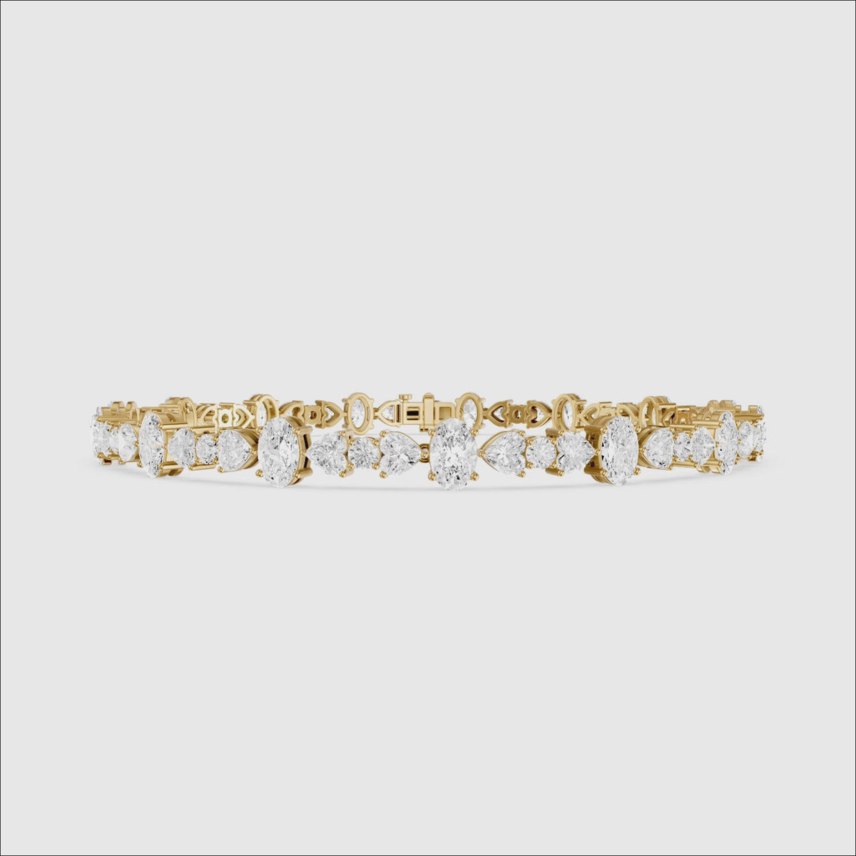 Load video: Kyra Heart, Oval and Round Lab Grown Diamond Tennis Bracelet