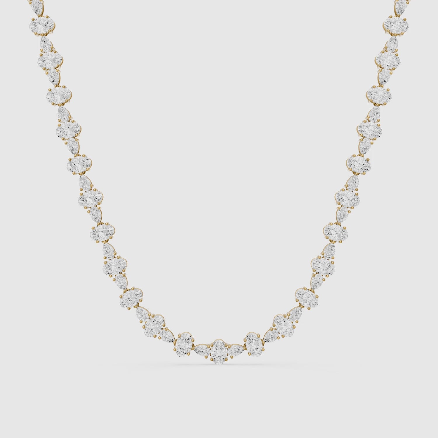Load video: Destiny Oval and Pear Lab Grown Diamond Tennis Necklace