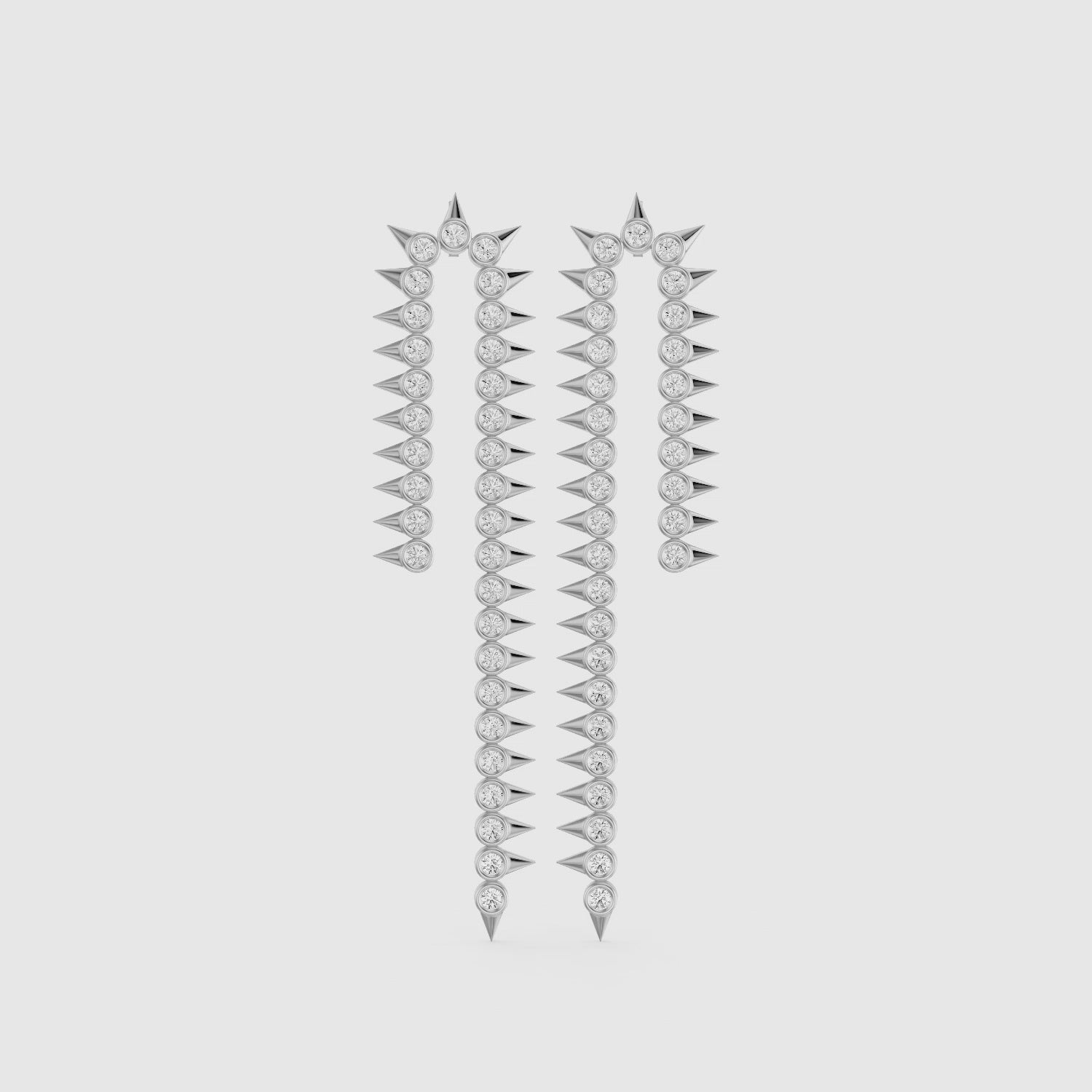 Load video: Goldie Round Cut Lab Grown Diamond Spike Dangle Earrings