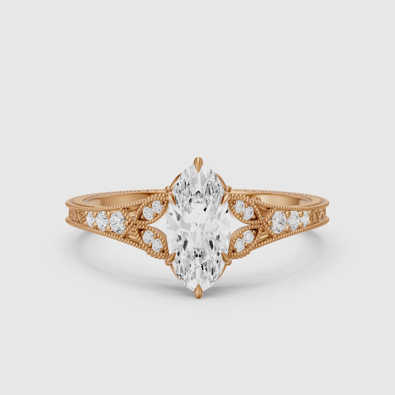 Load video: Vega Moval Moissanite Diamond Vintage Filigree Ring