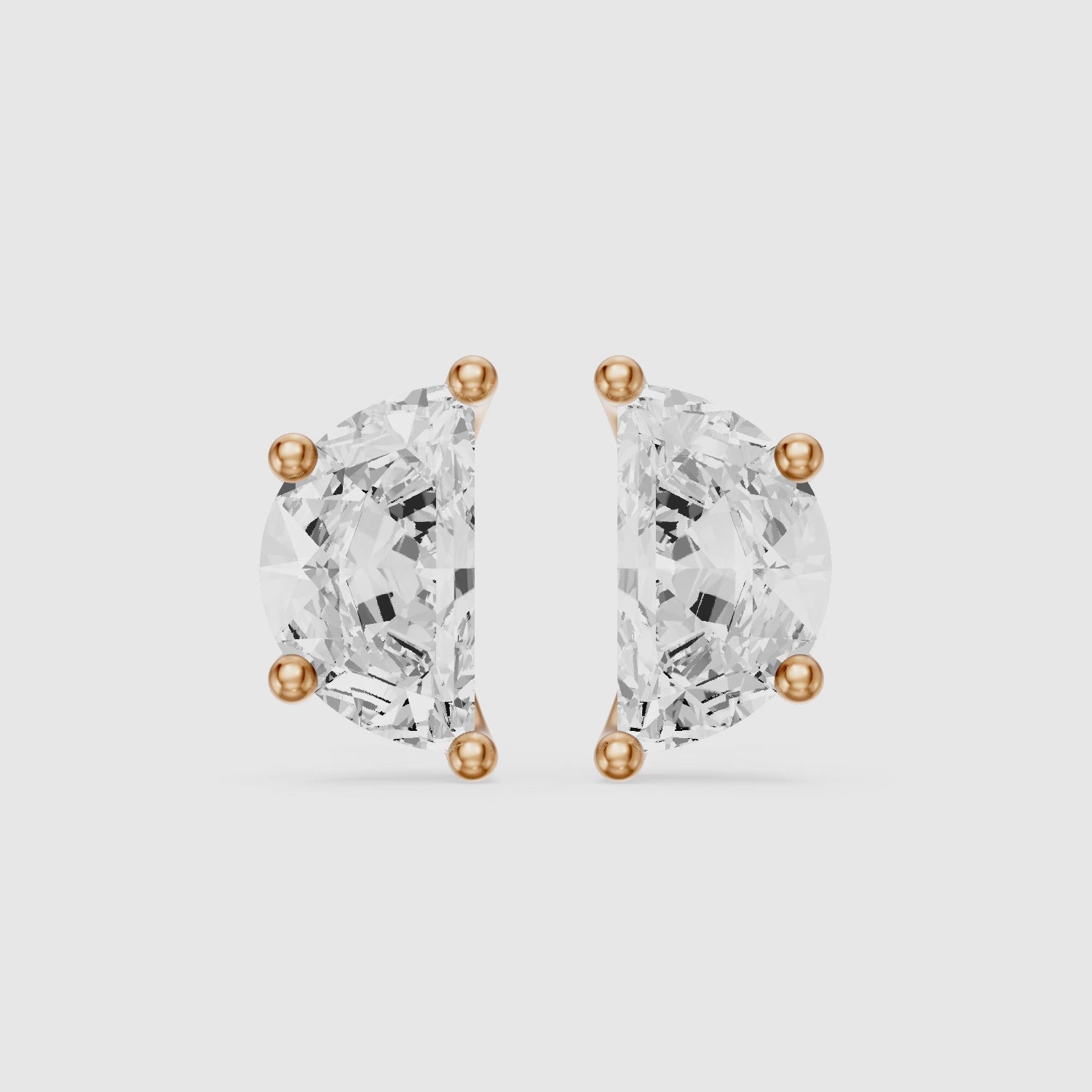 Load video: Verica Half Moon lab grown diamond Solitaire Stud Earrings
