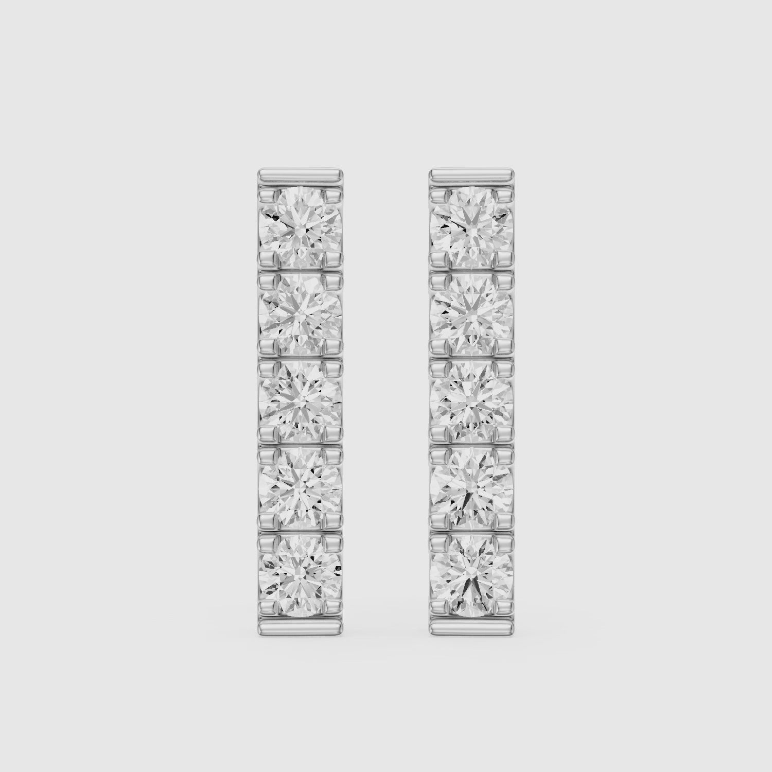 Load video: Velina Round Lab Grown Diamond Single Line Bar Studs Earrings