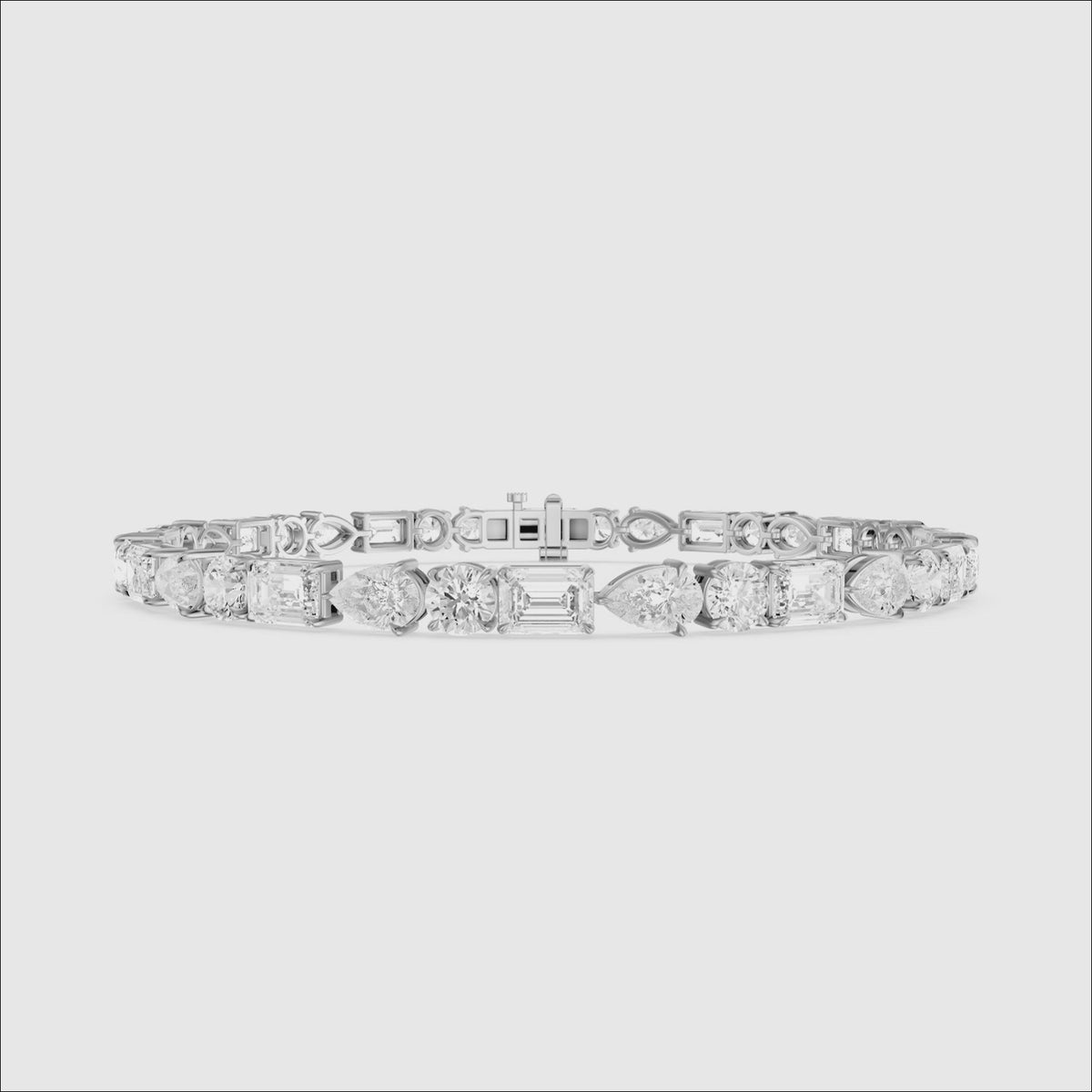 Load video: Kailene Pear, Round and Emerald Cut Lab Grown Diamond Tennis Bracelet