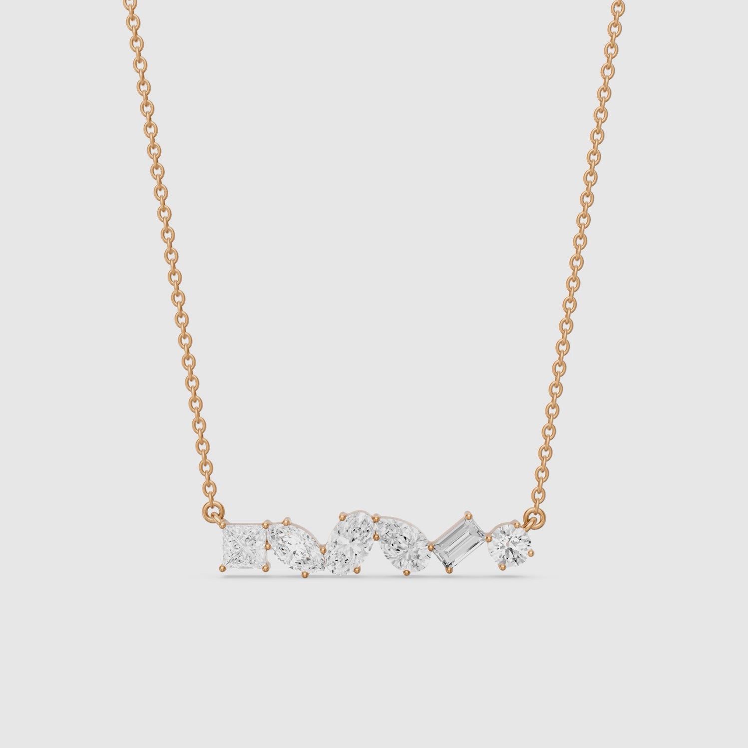 Load video: Marta Multi Shape Lab Grown Diamond Bar Necklace