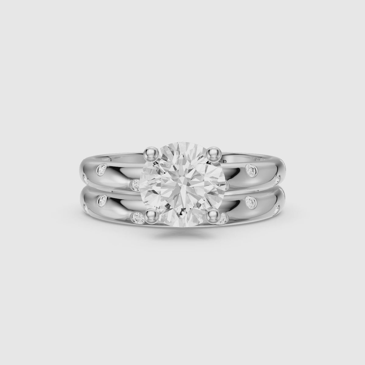Load video: Macy Round Lab Grown Diamond Scattered Star Bridal Set