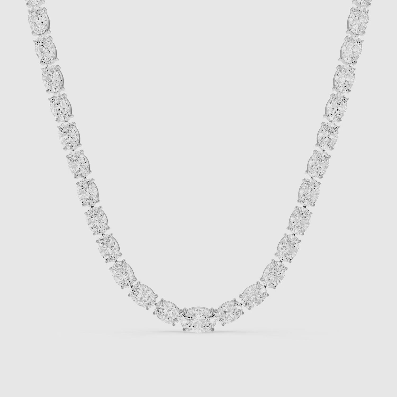 Load video: Magnolia Oval Cut Lab Grown Diamond Four Prong Tennis Necklace