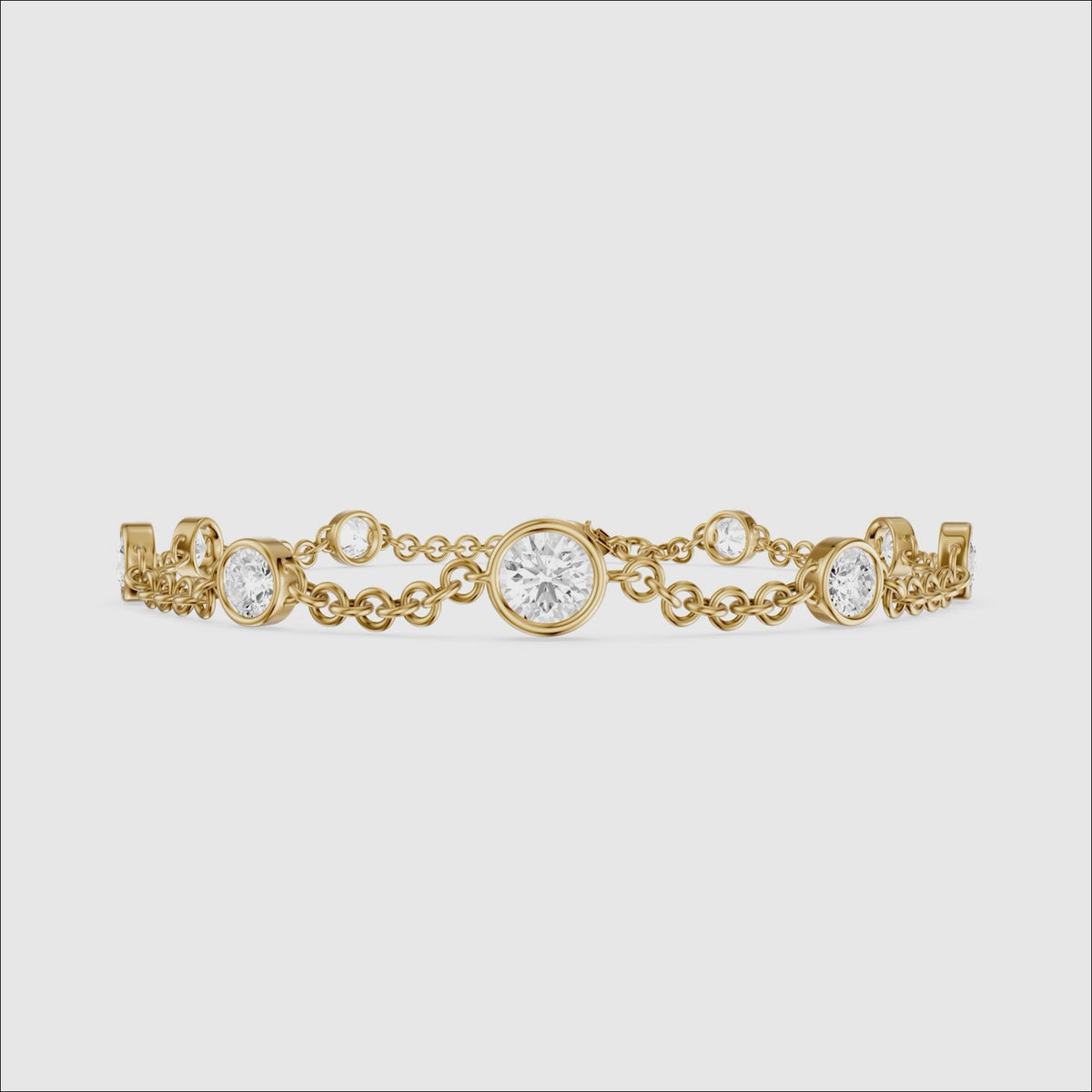 Load video: Janine Round Bezel Lab Grown Diamond Station Bracelet