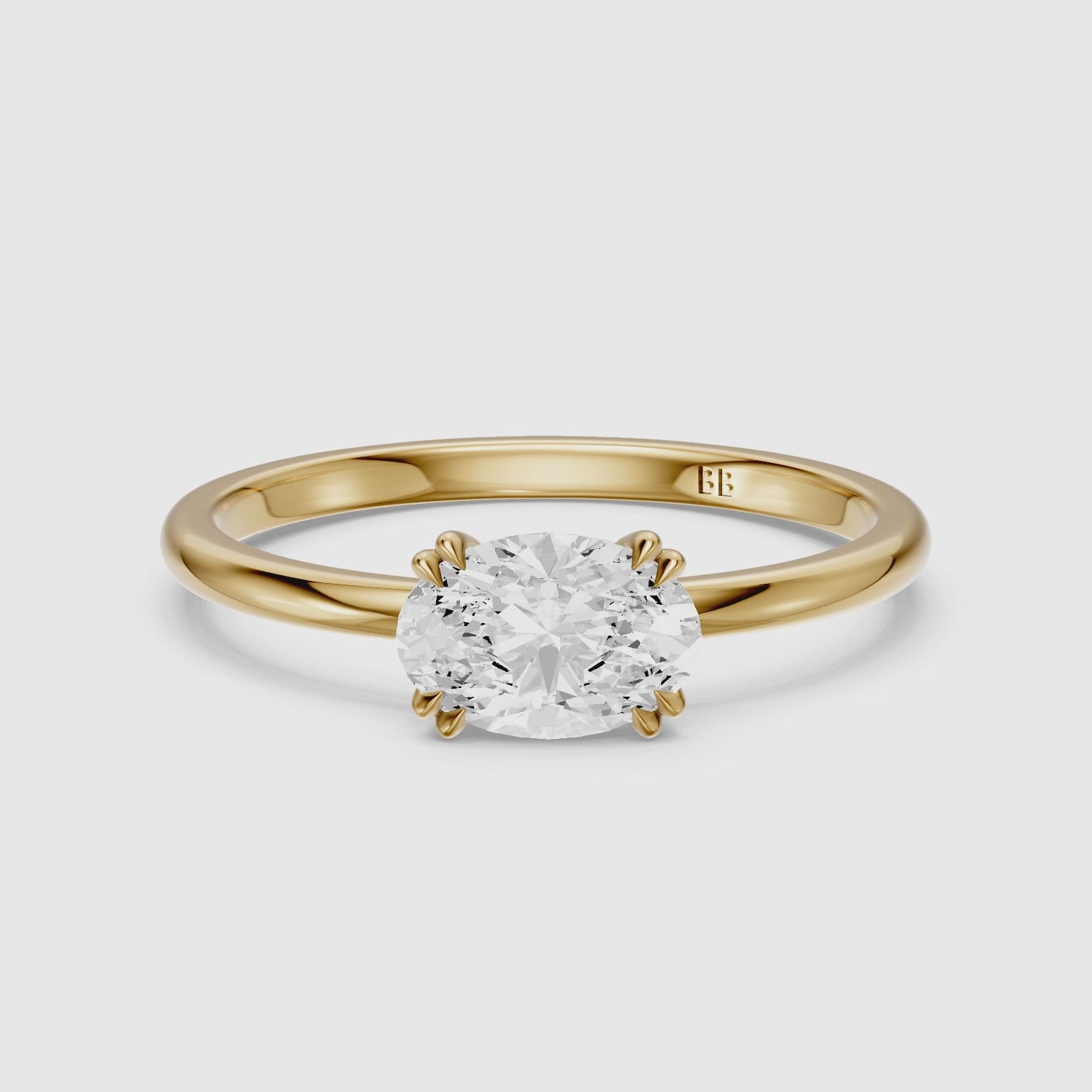 Load video: Ariel East West Oval Lab Grown Diamond Ring with Hidden Halo and Double Claw Prong