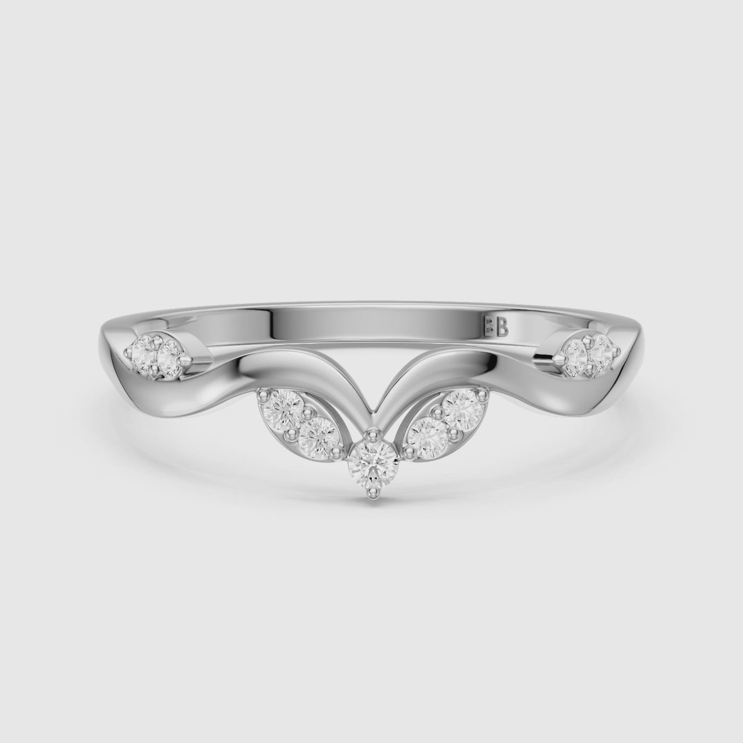 Load video: Natalie Chevron Lab Grown Diamond Wedding Band