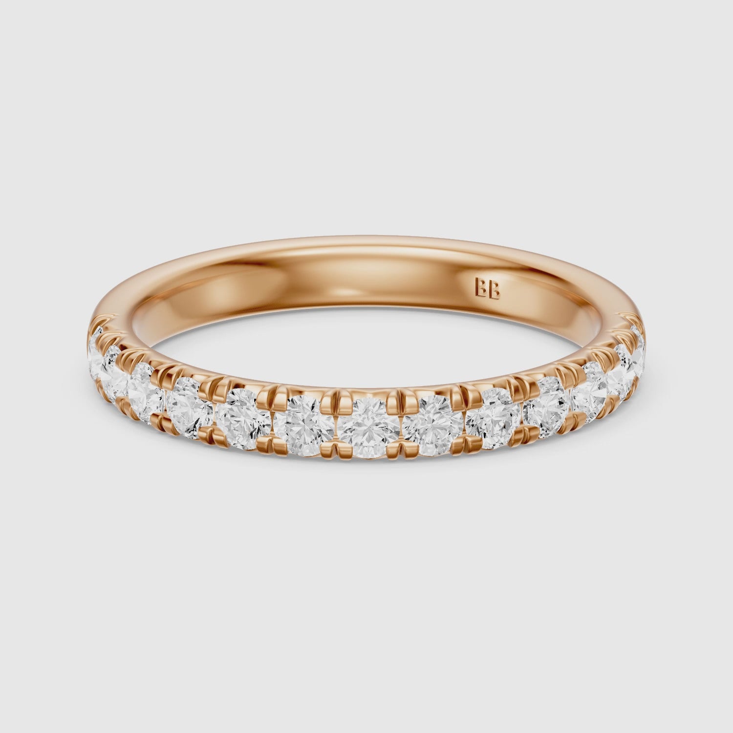 Load video: Hailey Half Eternity Round Lab Grown Diamond Stackable Wedding Band