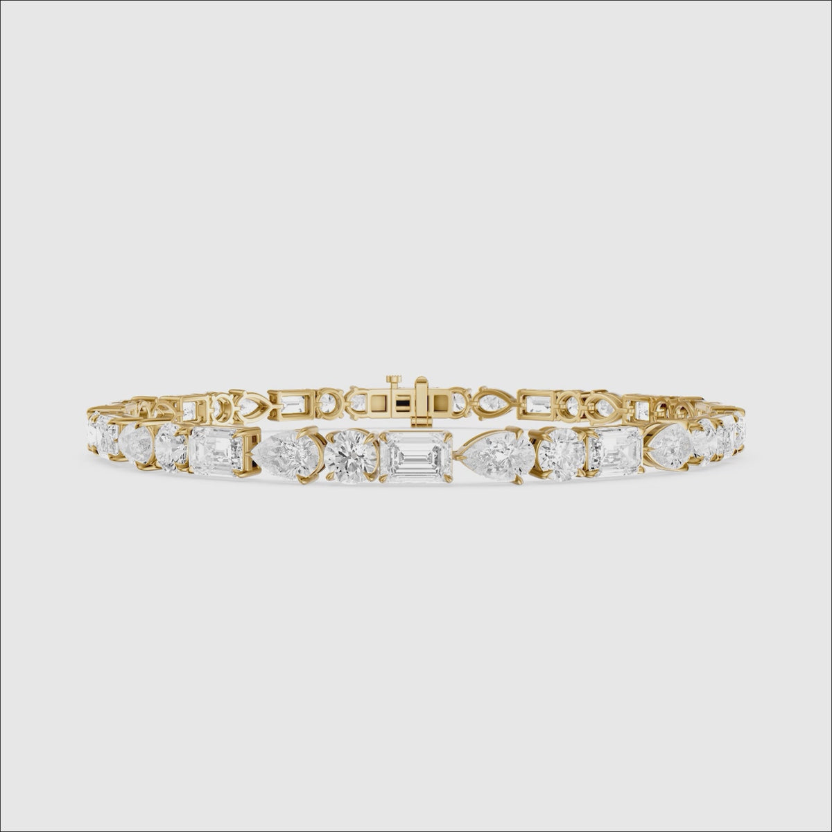 Load video: Kailene Pear, Round and Emerald Cut Lab Grown Diamond Tennis Bracelet