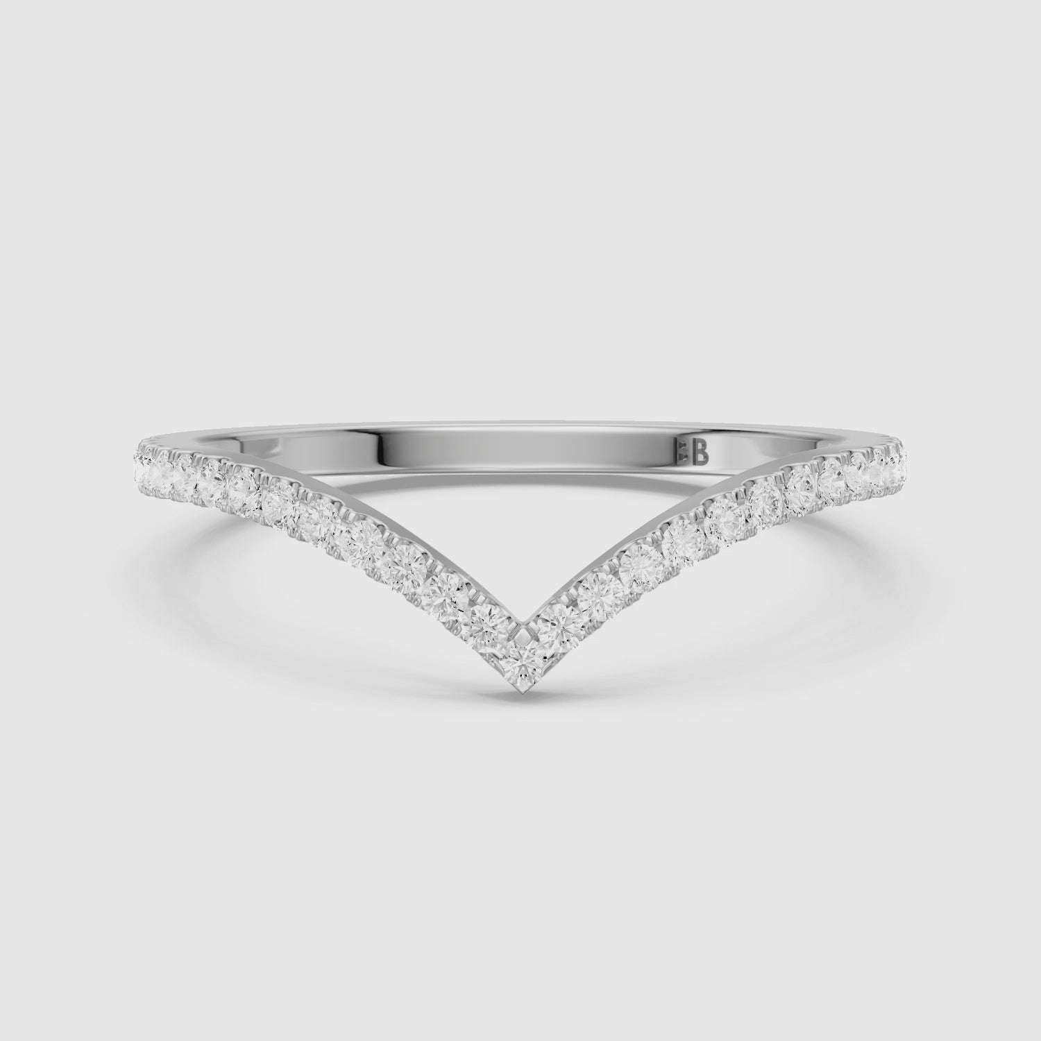 Load video: Blair Chevron Style Round Lab Grown Diamond Stackable Band