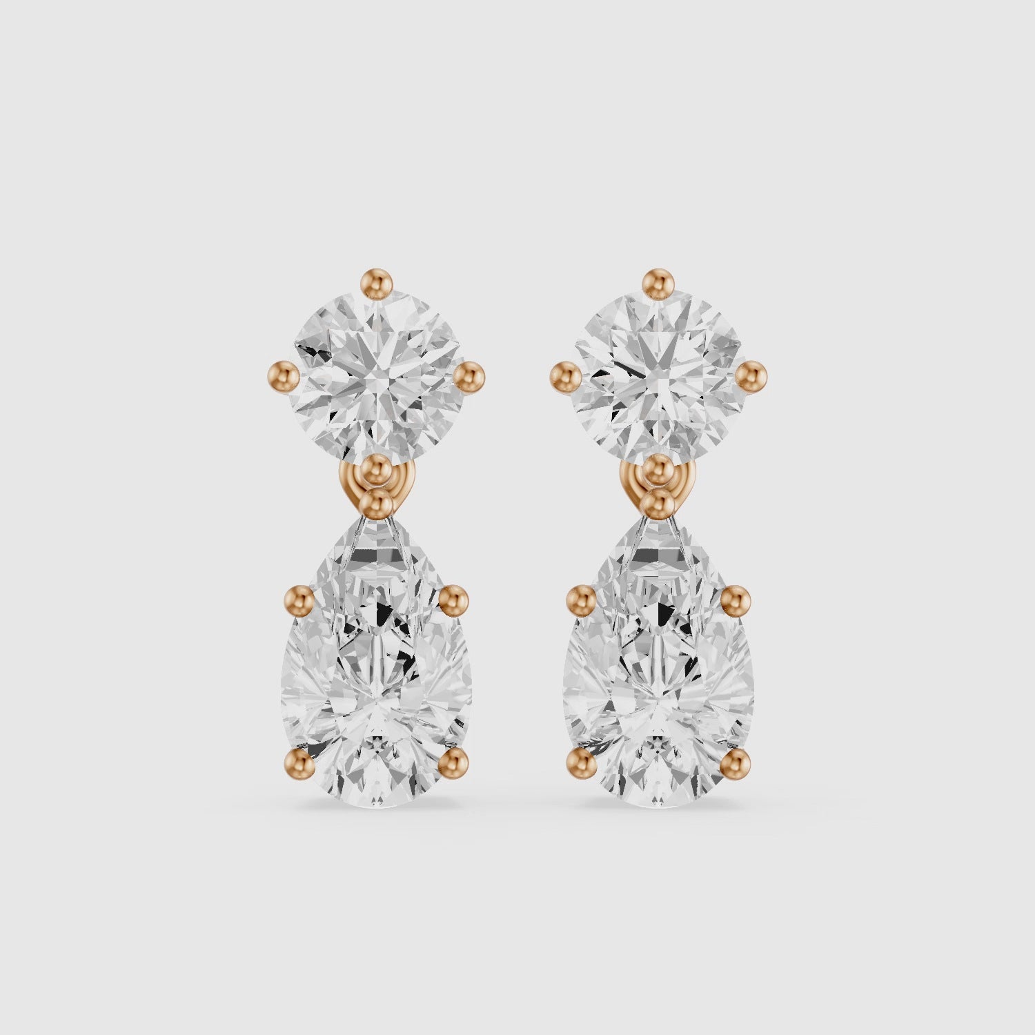 Load video: Edith Round and Pear Shape Lab grown Diamond Drop Earrings