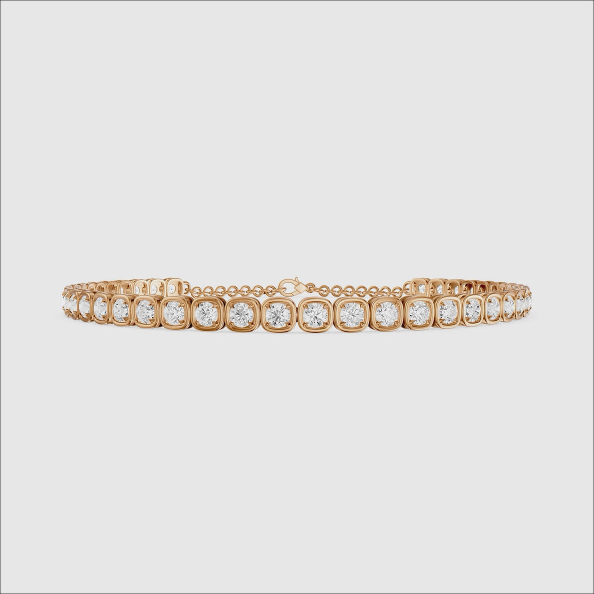 Load video: Cherine Round Lab Grown Diamond Bezel with Prong Tennis Bracelet