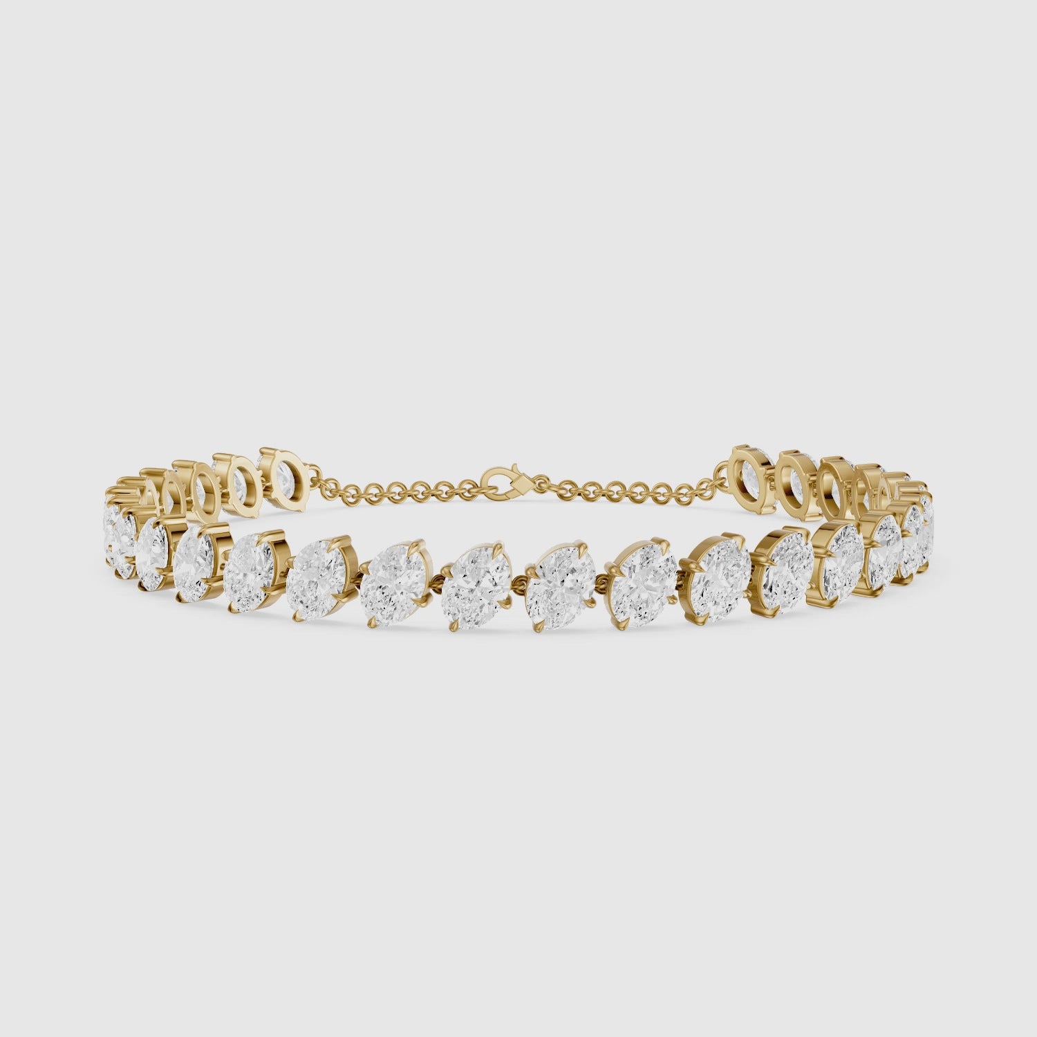 Load video: Kaylin Oval Lab Grown Diamond Four Prong Tennis Bracelet