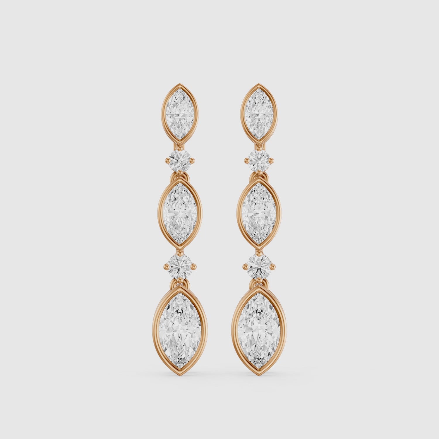 Load video: Imogen Marquise and Round Lab Grown Diamond Drop Earrings