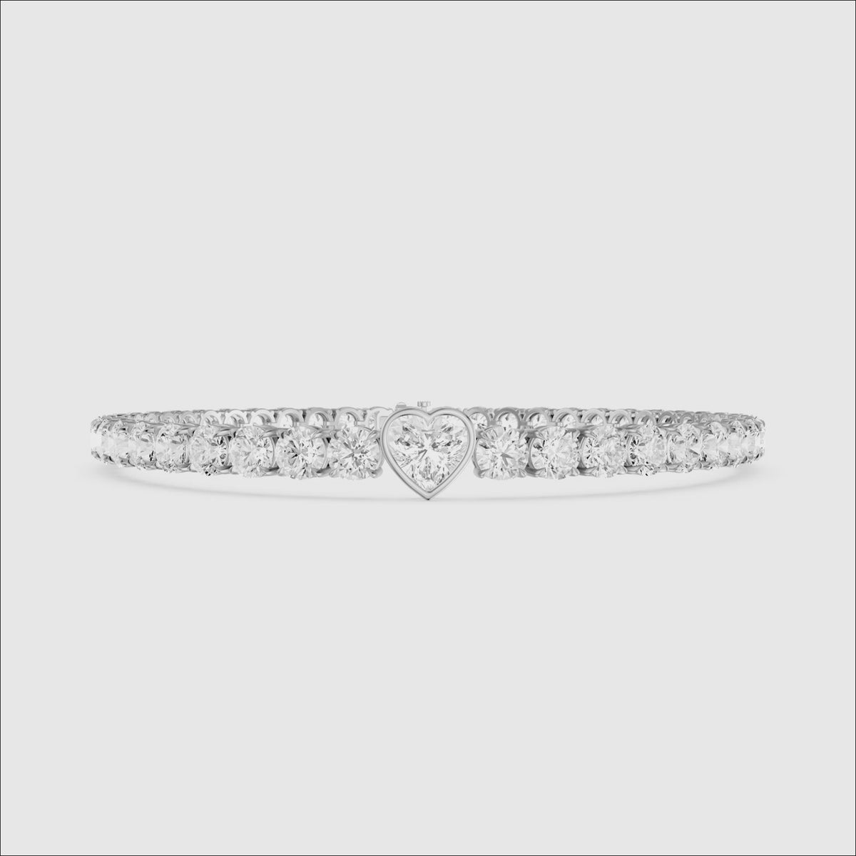 Load video: Juliette Heart Shape and Round Lab Grown Diamond Single Station Tennis Bracelet