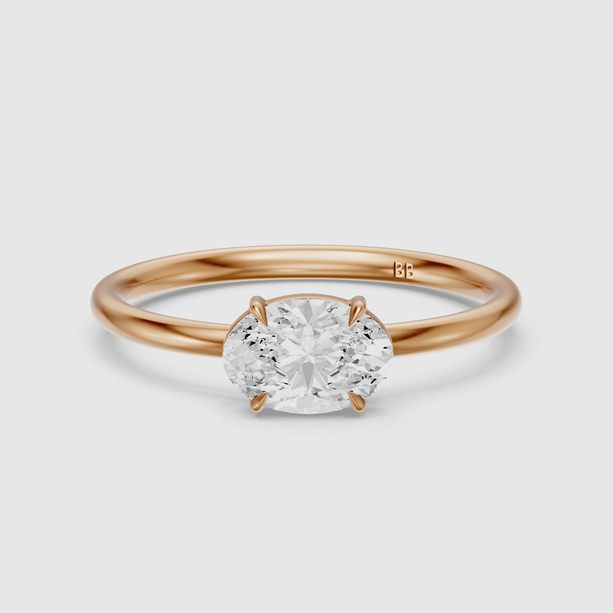 Load video: Miri Oval East West Cathedral Lab Grown Diamond Engagement Ring