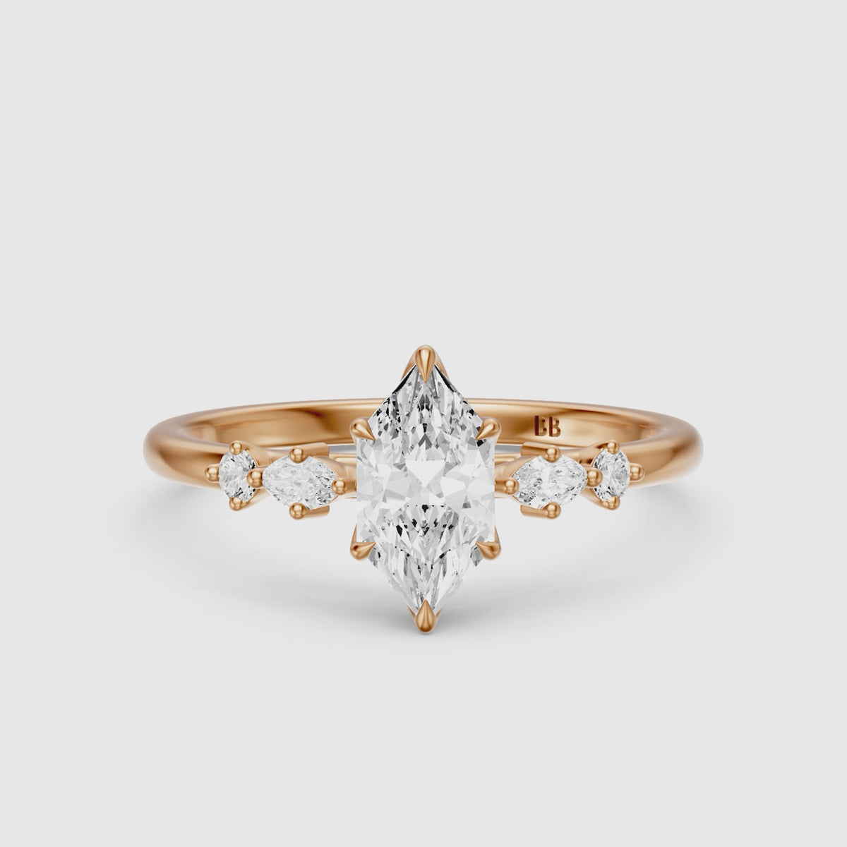 Load video: Jillian Dutch Marquise Moissanite Diamond Ring with Sculpted Tulip Setting