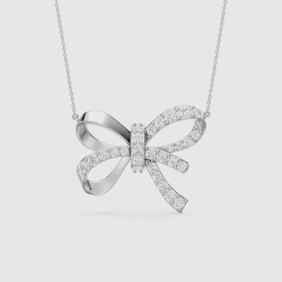 Load video: Colette Round Lab Grown Diamond Bow Pendant