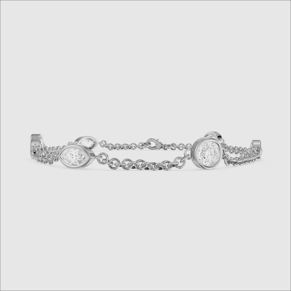 Load video: Erica Round and Marquise Lab Grown Diamond Station Chain Bracelet