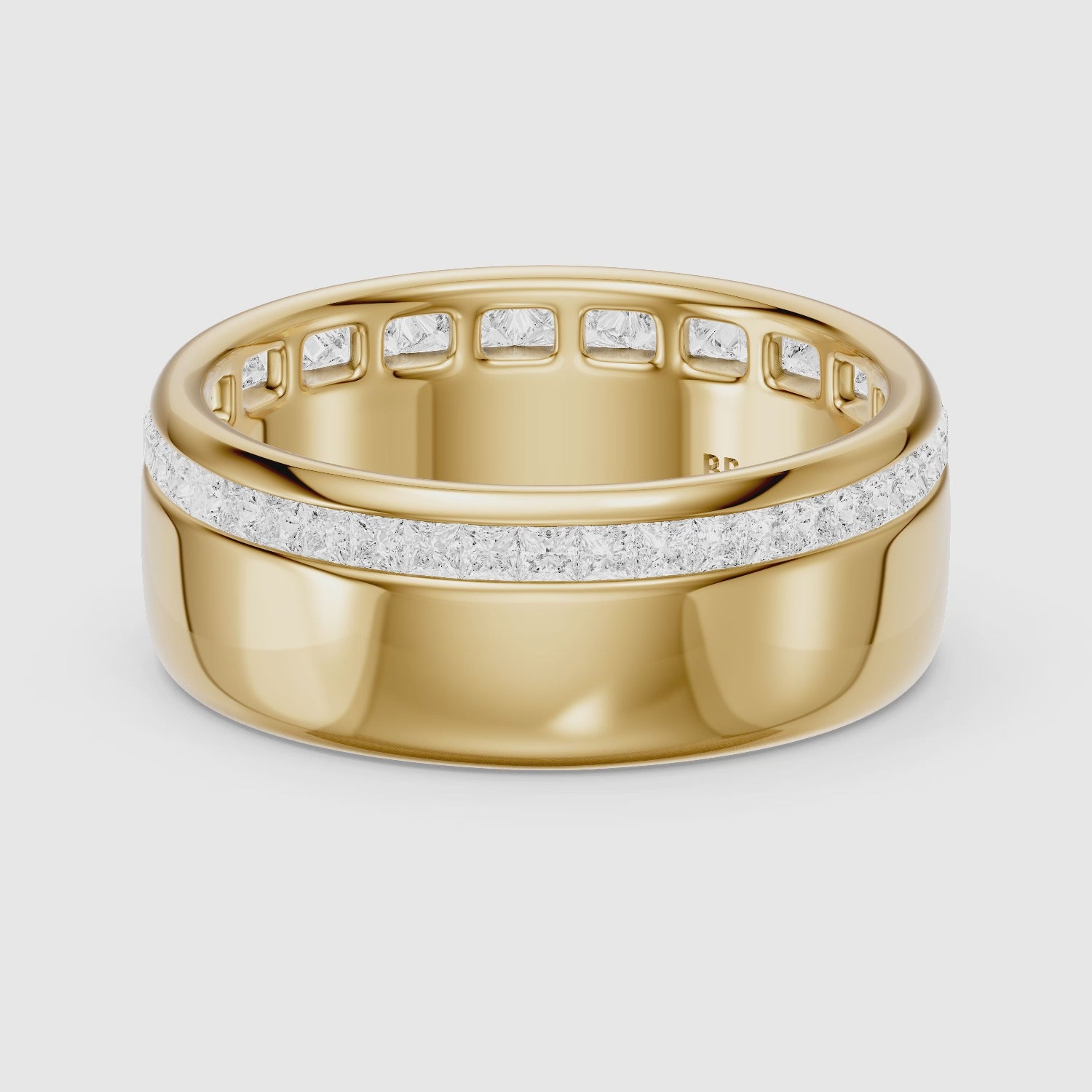 Load video: Bellamy Princess Cut Lab Grown Diamond Channel Set Cigar Band