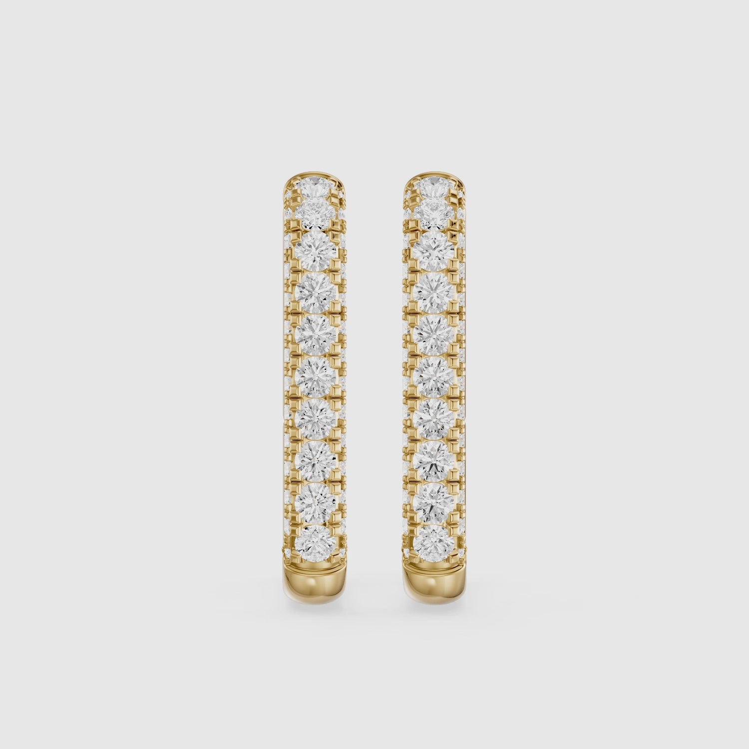 Load video: Simone Round Lab Grown Diamond Pave Rectangular Huggie Earrings