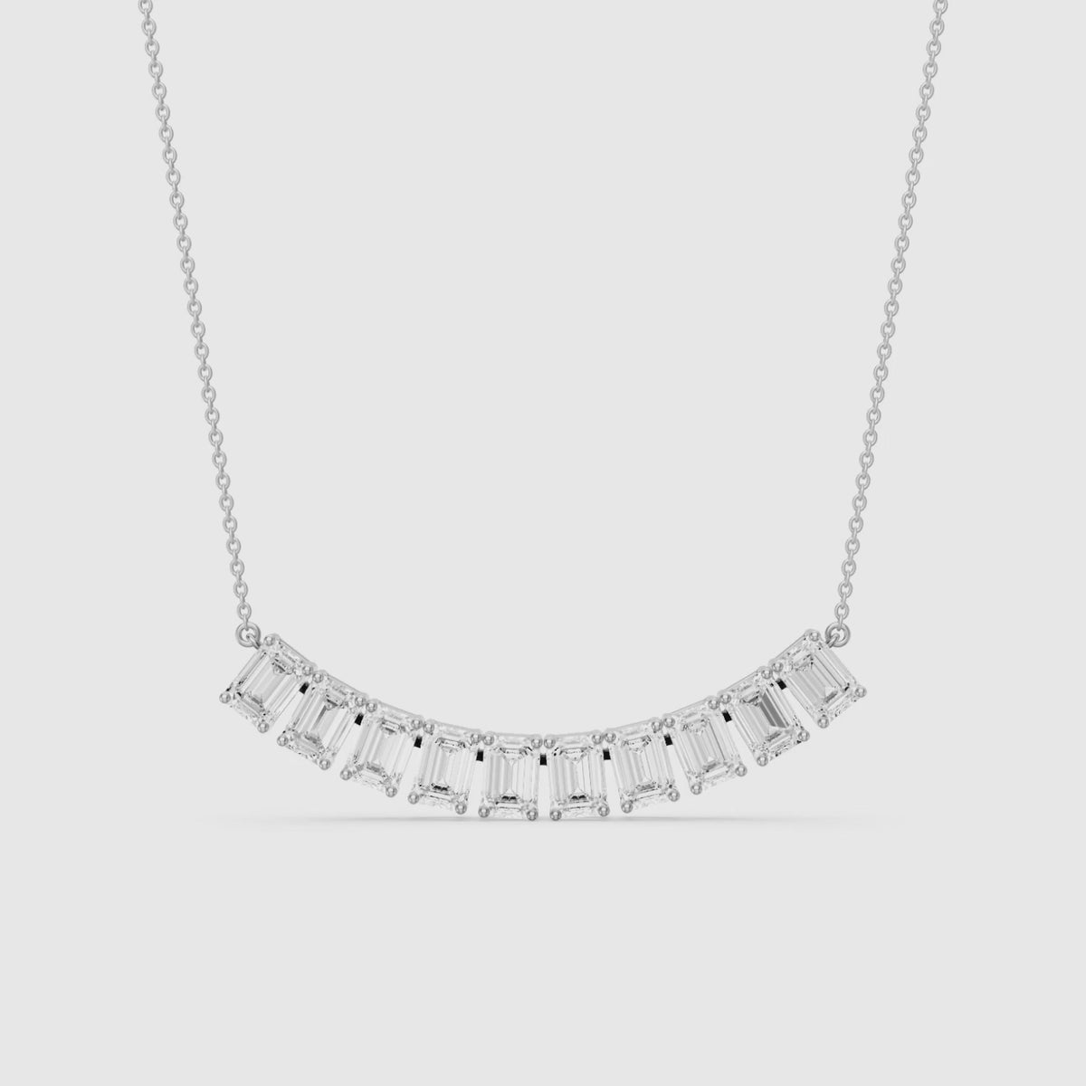 Load video: Elaine Emerald Cut Lab Grown Diamond Bar Necklace